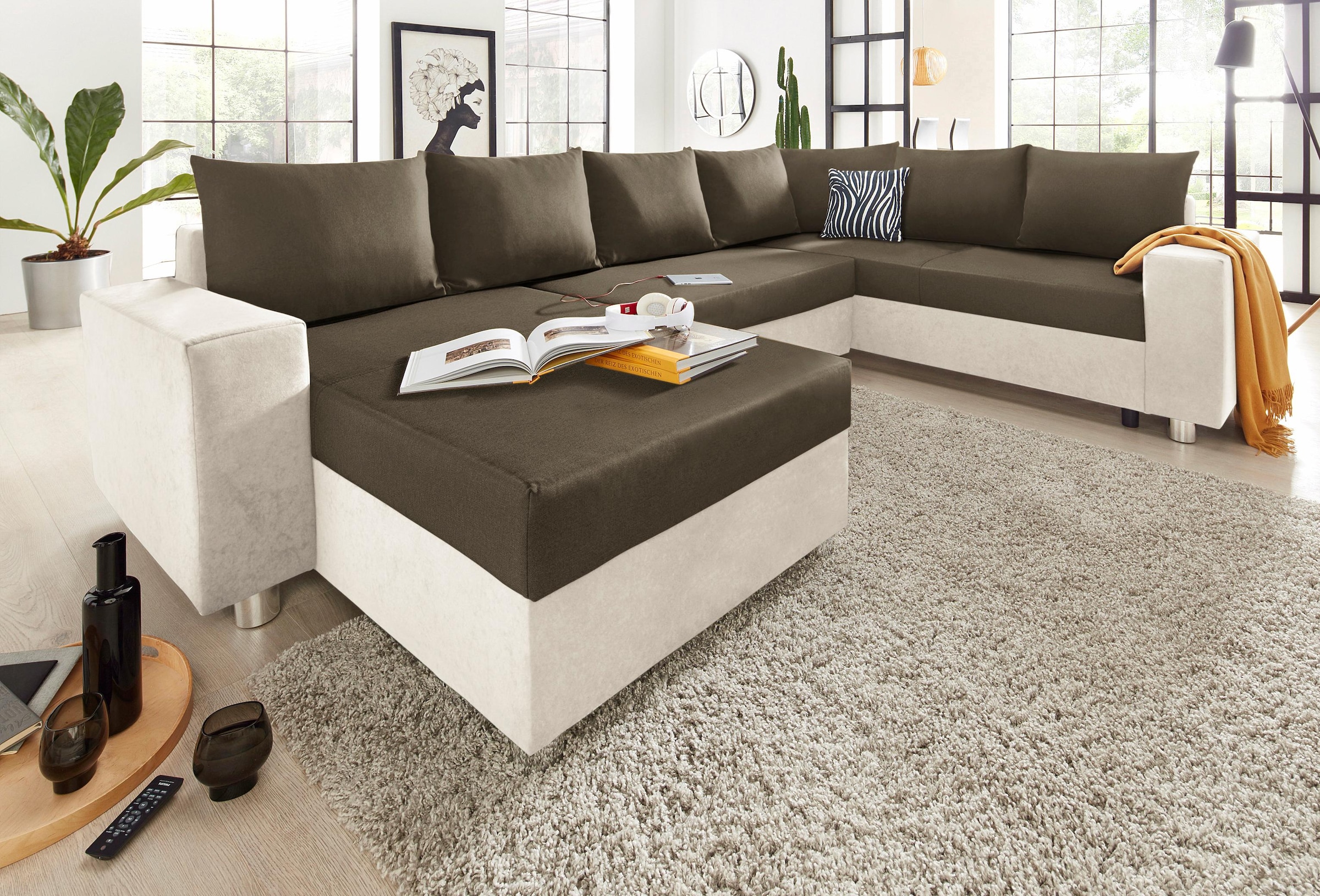 Image of COLLECTION AB Wohnlandschaft "Paris U-Form, B: 310 cm" Zierkissen & Federkern, optional Bettfunktion & Bettkasten