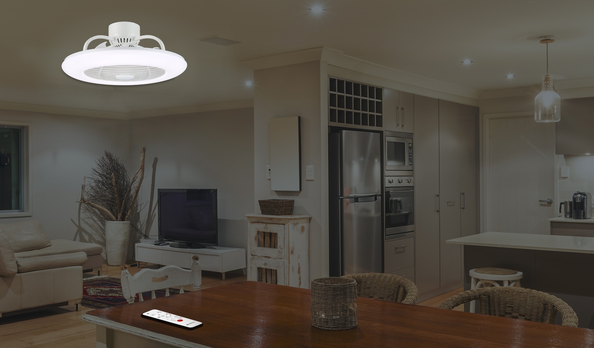 Sonnenkönig Deckenventilator »Orbit, Leistung 75W, Laufruhig, 1 / 2 / 4 h Timer, Fernbedienung«, 3 Stufen, Memory Funktion, LED-Licht in 3 Stufen