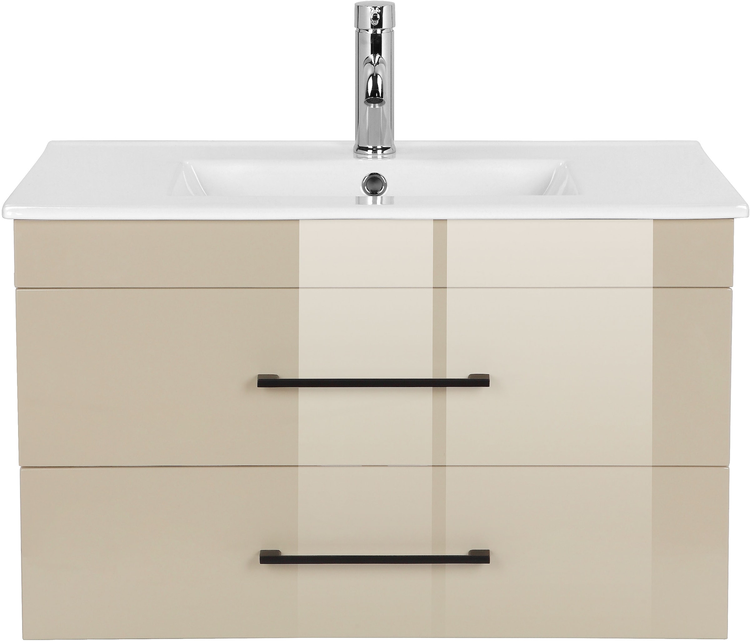 welltime Waschtisch »Florenz Badmöbel Badschrank mit Waschbecken« Waschplatz mit 2 Auszügen und Softclose Breite 80cm