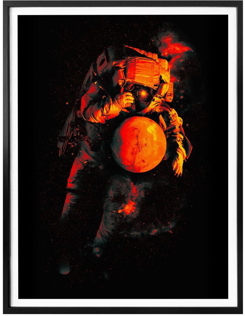 Schwarz kaufen Poster (1 Wandbild, Weltall«, Mars Wall-Art Astronaut, »Astronaut Poster, Wandposter Bild, St.),