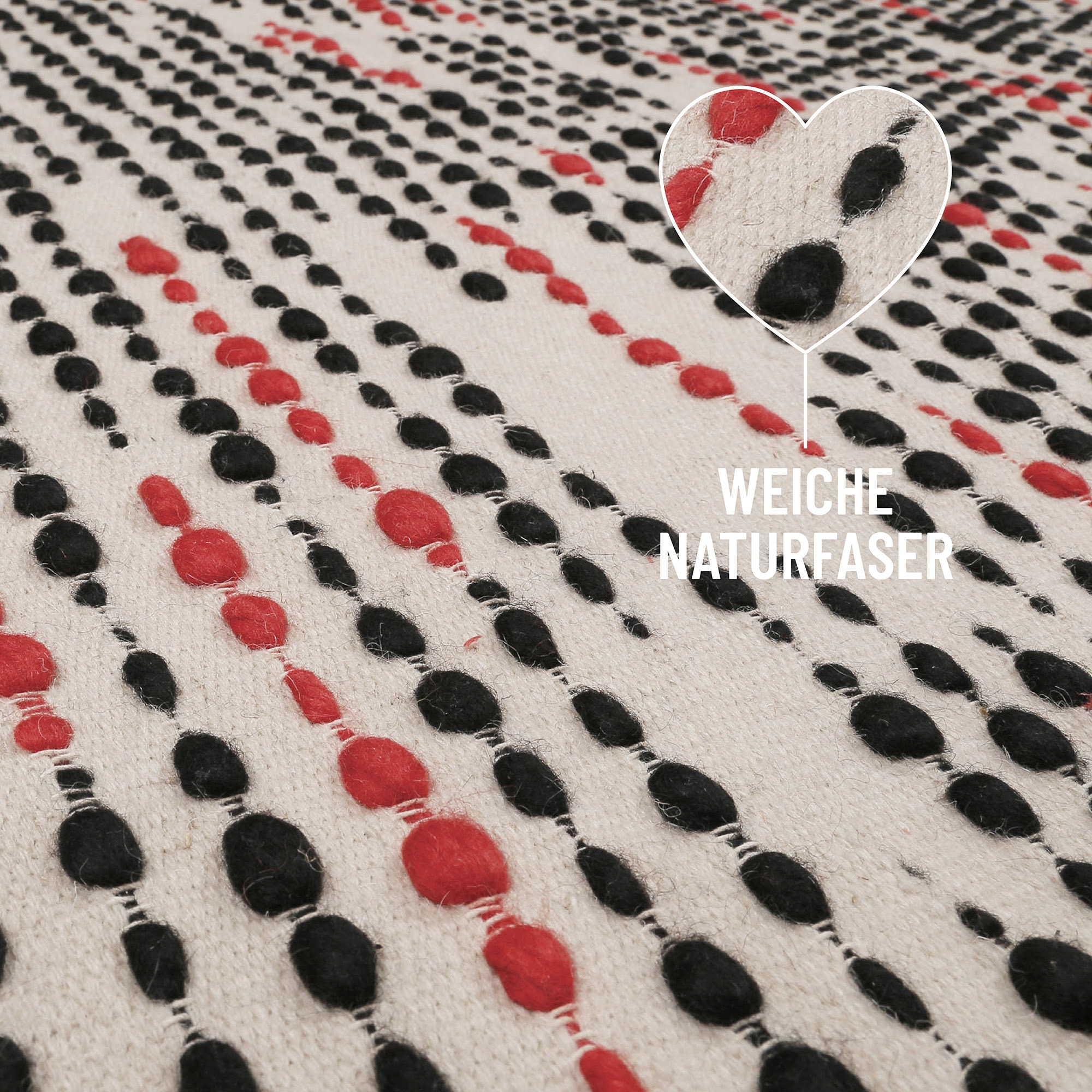 Wecon home Tapis »London Red« Rectangulaire 11 mm Höhe handgewebt, robust, strapazierfähig, skandinavisch, Naturfaser