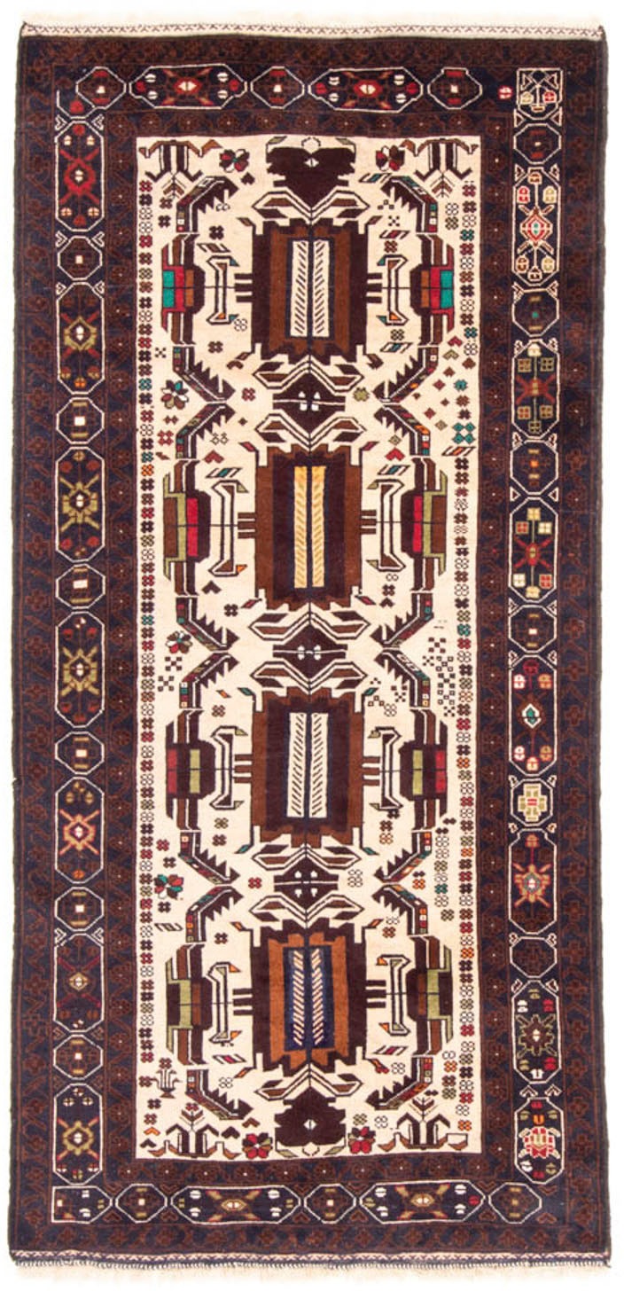 Image of morgenland Hochflor-Läufer »Belutsch Medaillon Beige 207 x 100 cm«, rechteckig, 0,8 mm Höhe, Handgeknüpft bei Ackermann Versand Schweiz