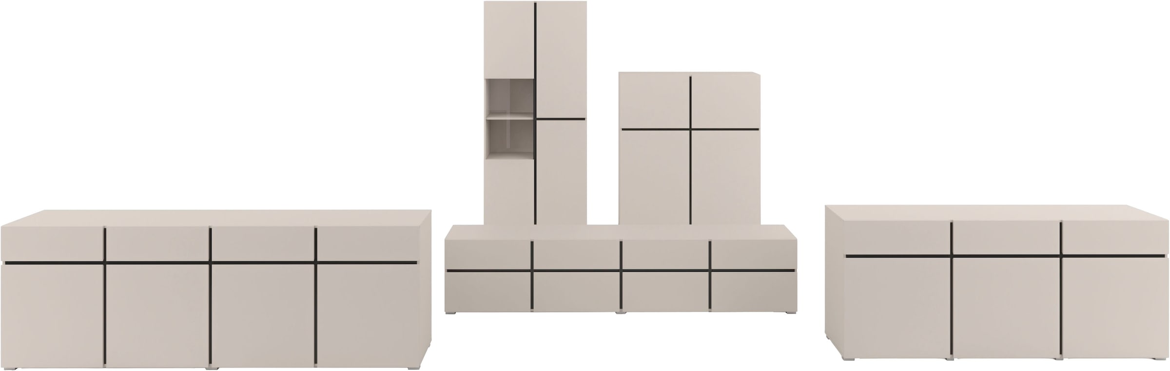 GOODproduct Sideboard »Cross,Breite 180 cm, moderne grifflose Kommode,3 Türen/3 Schubkästen« Schubladenschrank mit viel Stauraum, Einlegeböden verstellbar