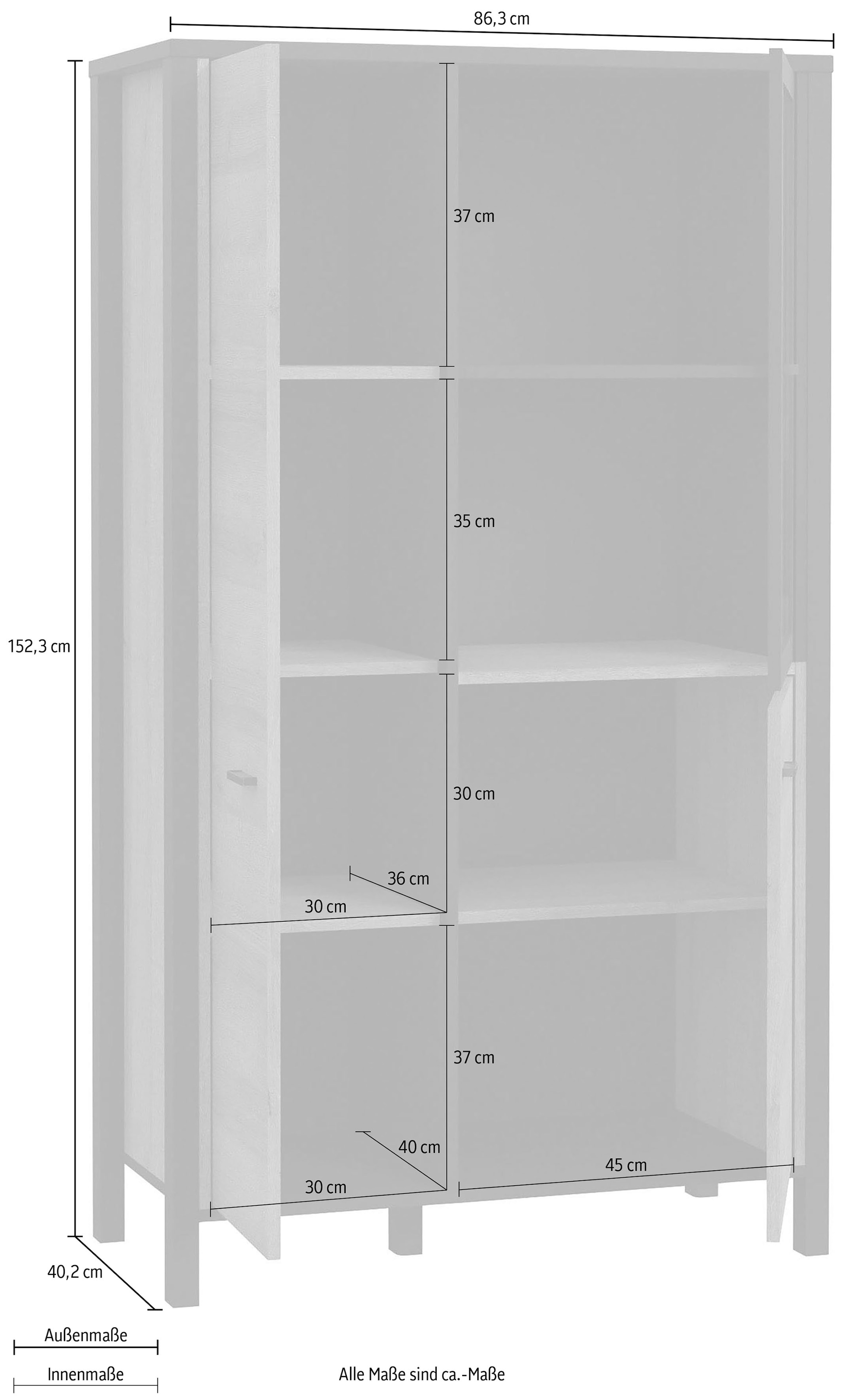 FORTE Vitrine »High Rock« Höhe ca. 152 cm