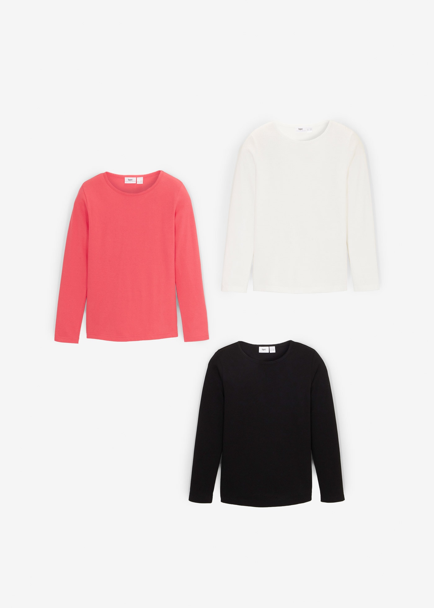 bonprix Langarmshirt »Langarmshirt aus reiner Baumwolle (3er Pack)«, 3 Stk. Langarmshirt aus reiner Baumwolle (3er Pack)
