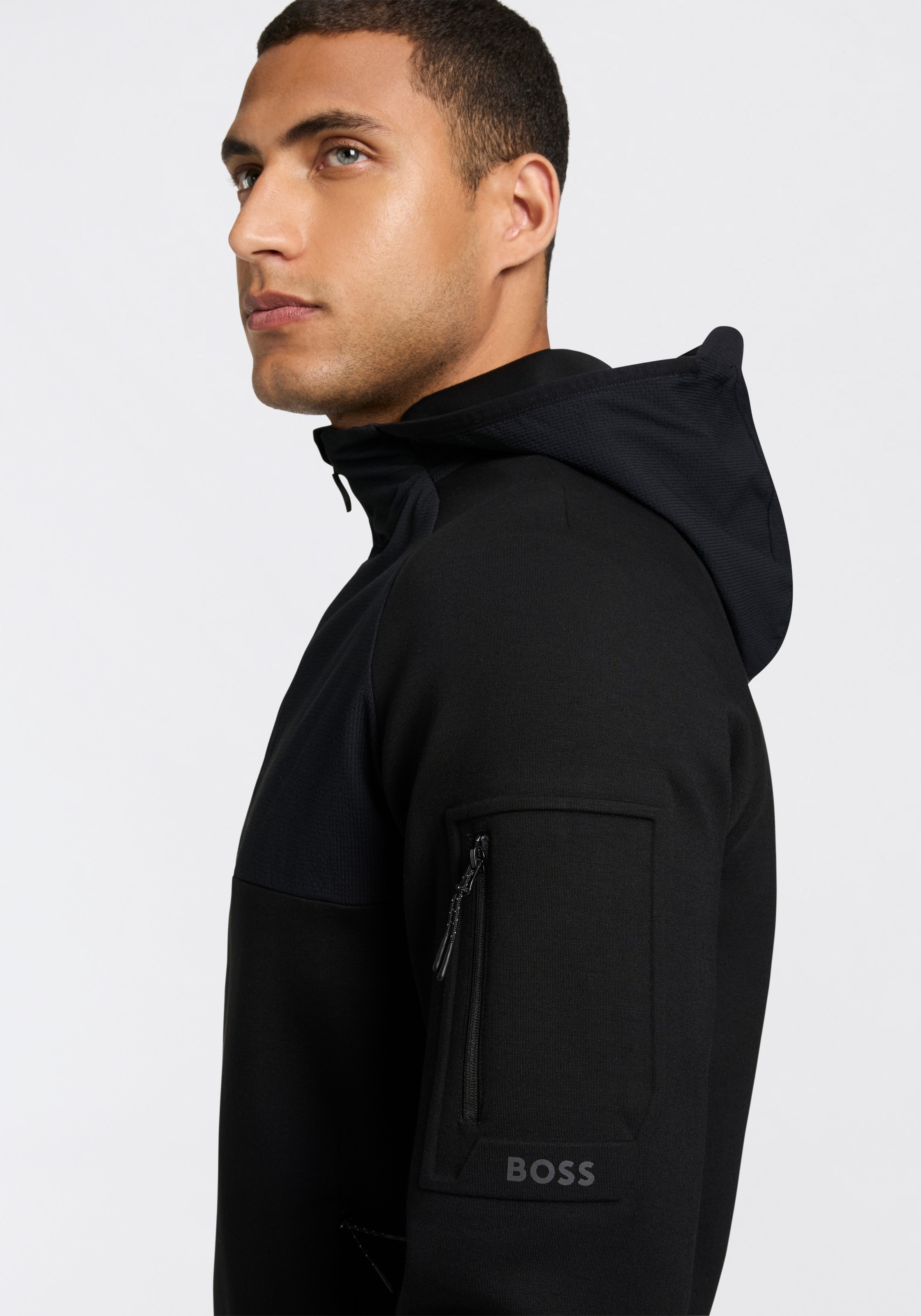 BOSS GREEN Kapuzensweatshirt »QZ Urban Tech«, mit Reissverschlusstaschen