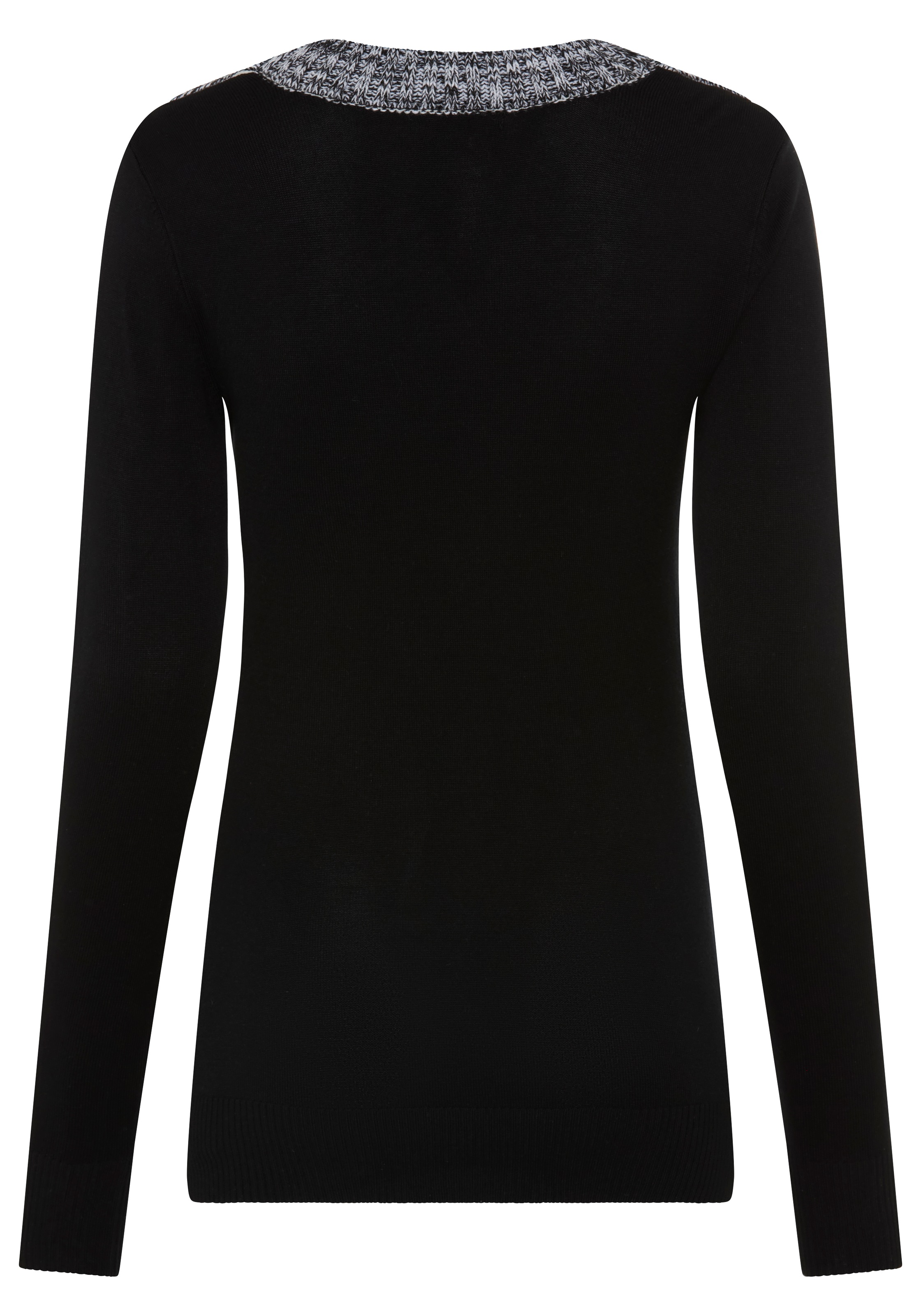 Melrose Pull en tricot avec col contrastant et boutons décoratifs