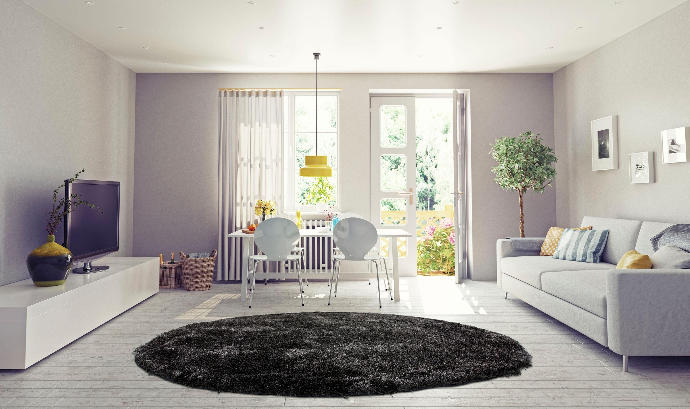 Bruno Banani Hochflor-Teppich »Alga«, rund, 40 mm Höhe, Uni-Farben, besonders weich und kuschelig