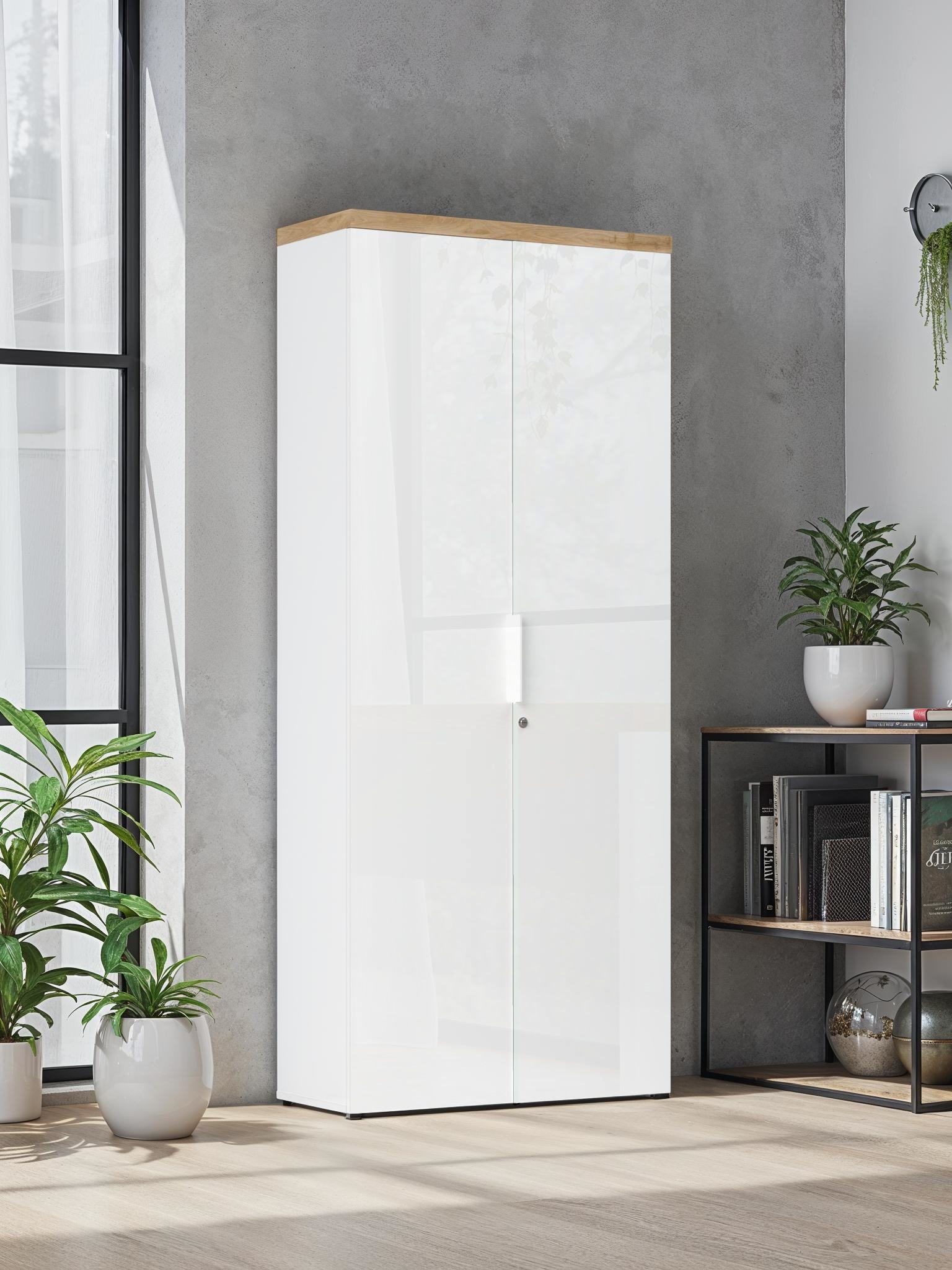 INOSIGN Aktenschrank »Easy B/H 81/193 cm, Büroschrank, Mehrzweckschrank mit 2 Türen« abschliessbar, 4 Böden, Metallgriffe, Top 38 mm stark