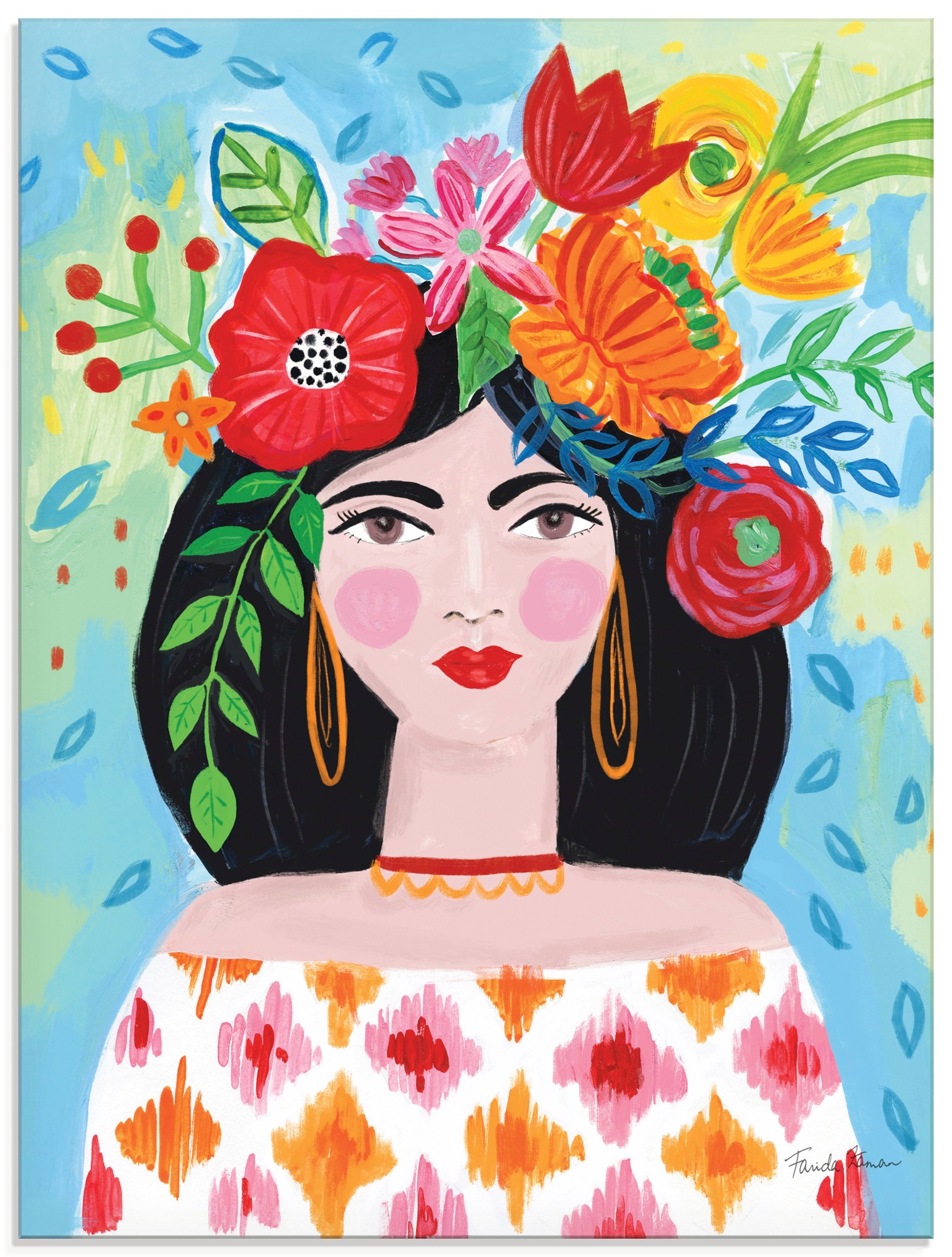 Image of Artland Glasbild "Boho Girl I" Bilder von Frauen 1 Stk. tlg. in verschiedenen Grössen