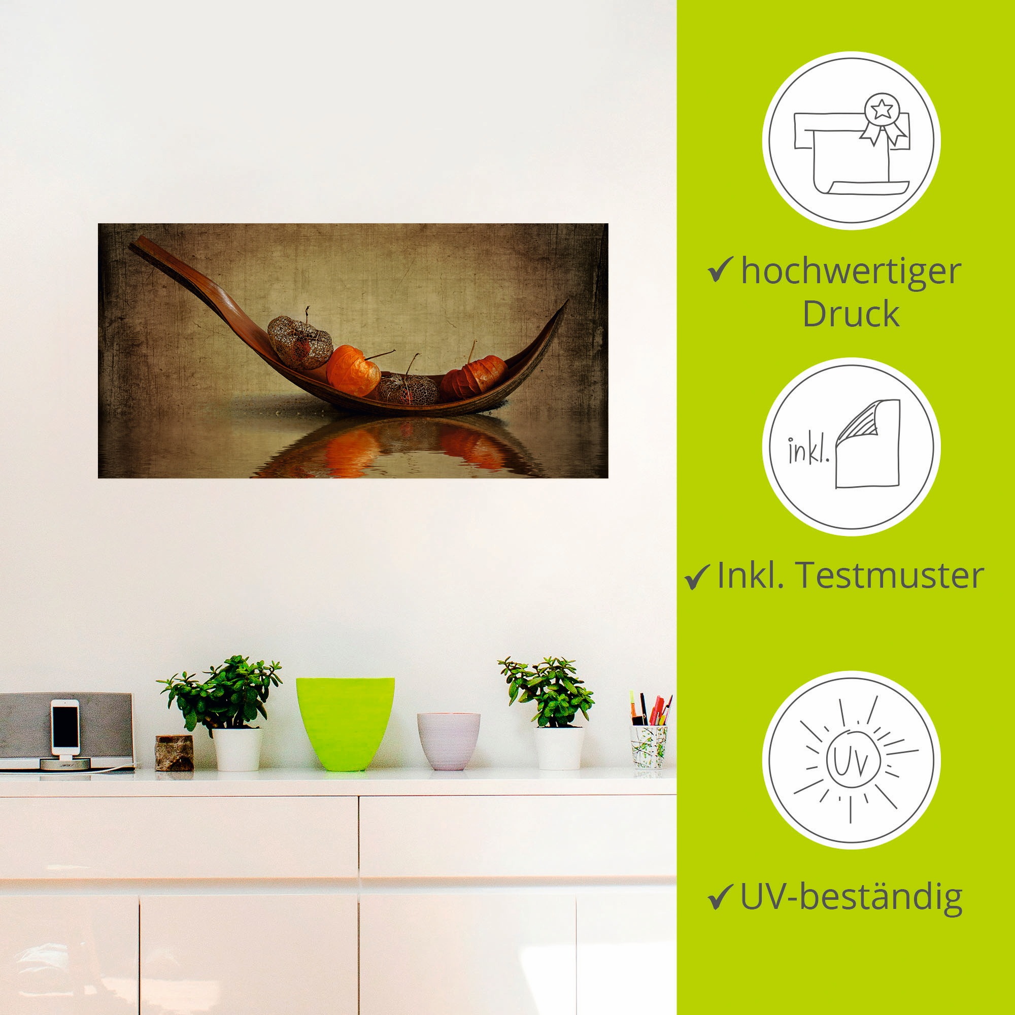 Artland Wandbild »Lampionschiffchen«, Arrangements, (1 St.), als Leinwandbild, Wandaufkleber in verschied. Grössen