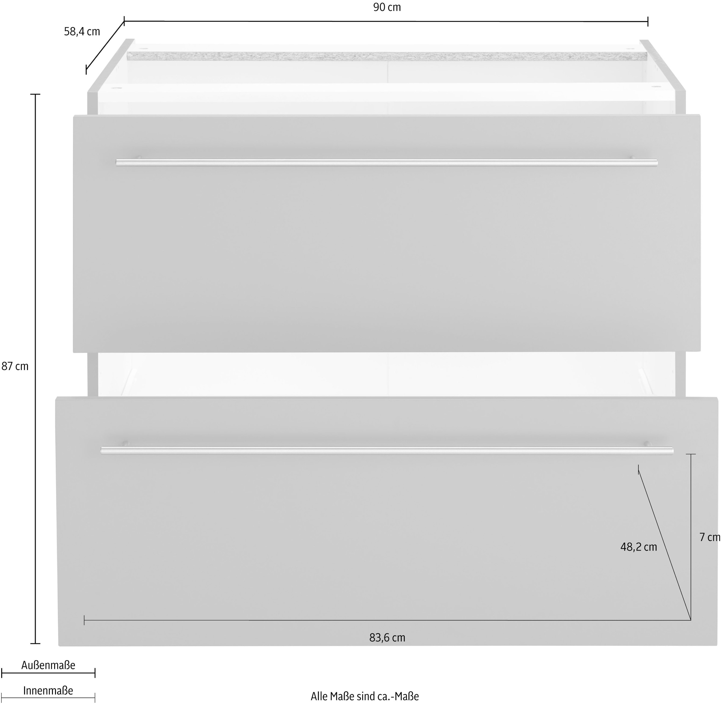 OPTIFIT Unterschrank »Bern«, 90 cm breit, mit 2 grossen Auszügen für viel Stauraum