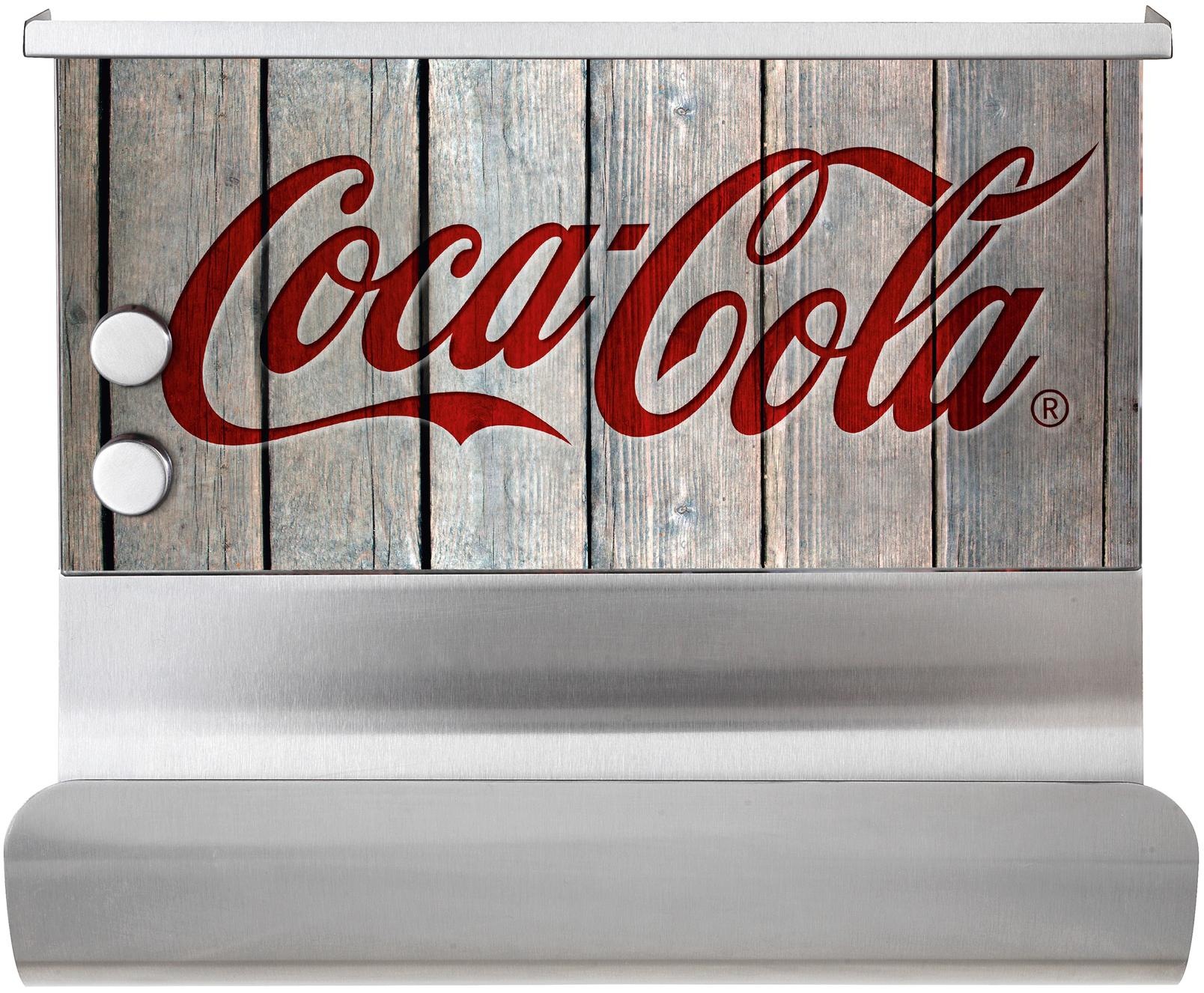 Image of WENKO Küchenrollenhalter »Coca-Cola Wood«, Edelstahl und Glas, magnetisch, mit Ablage bei Ackermann Versand Schweiz