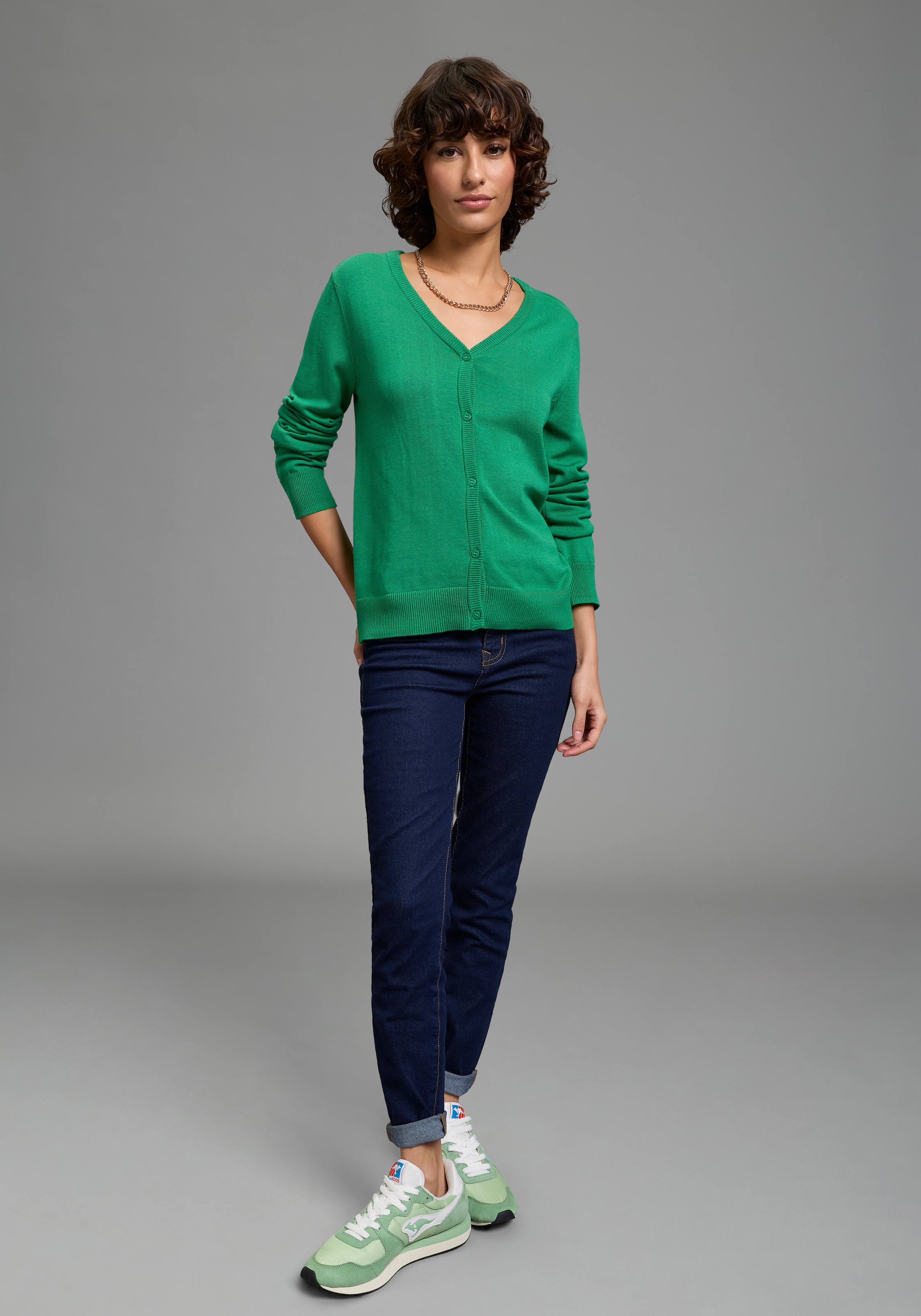 Flashlights Strickjacke mit V-Ausschnitt und Knopfleiste