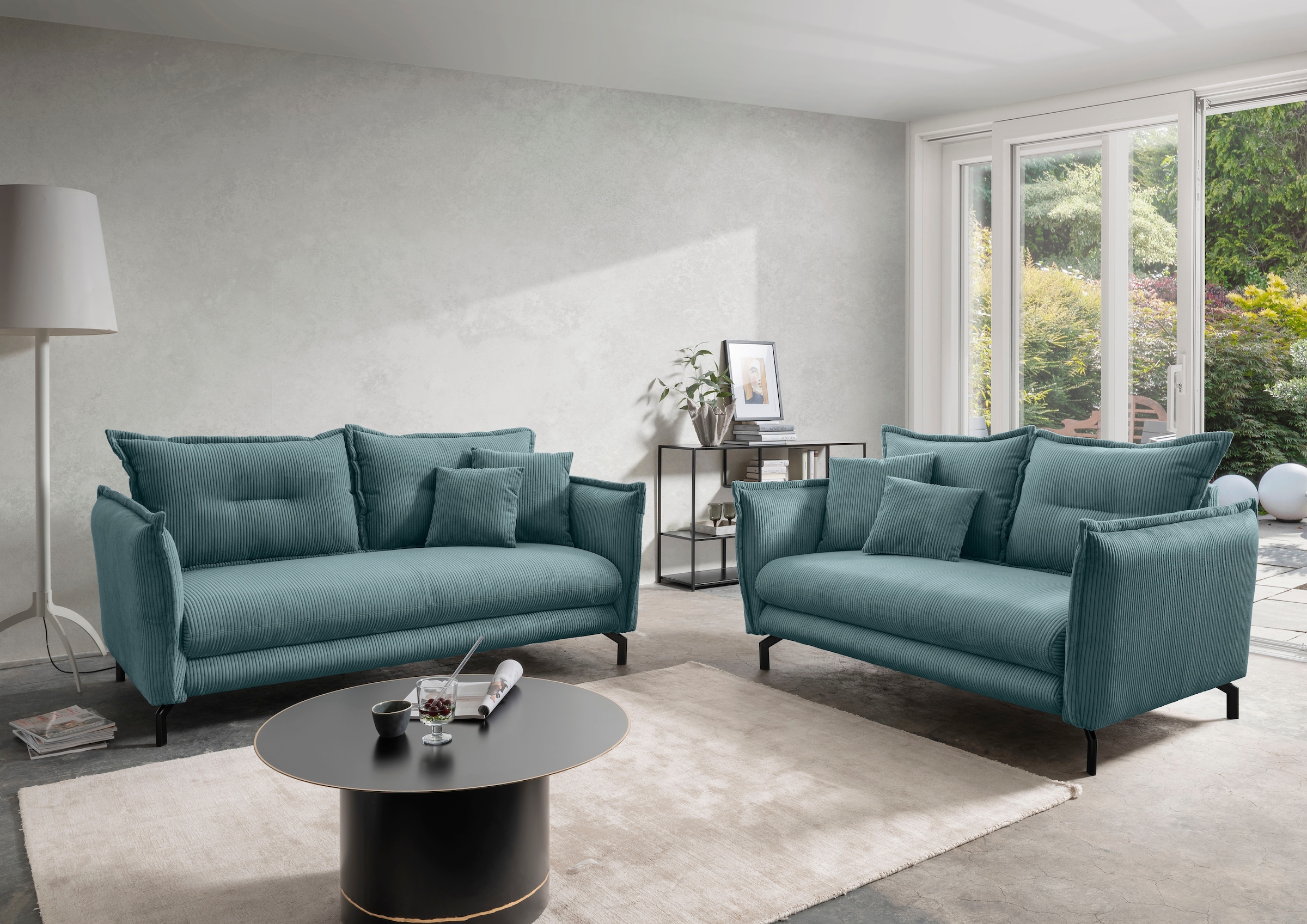 Home affaire Canapé d'angle »Lazio modern und bequem, schmale Armlehnen, tolle Detailverarbeitung« zwei verschiedene Fussfarben wählbar