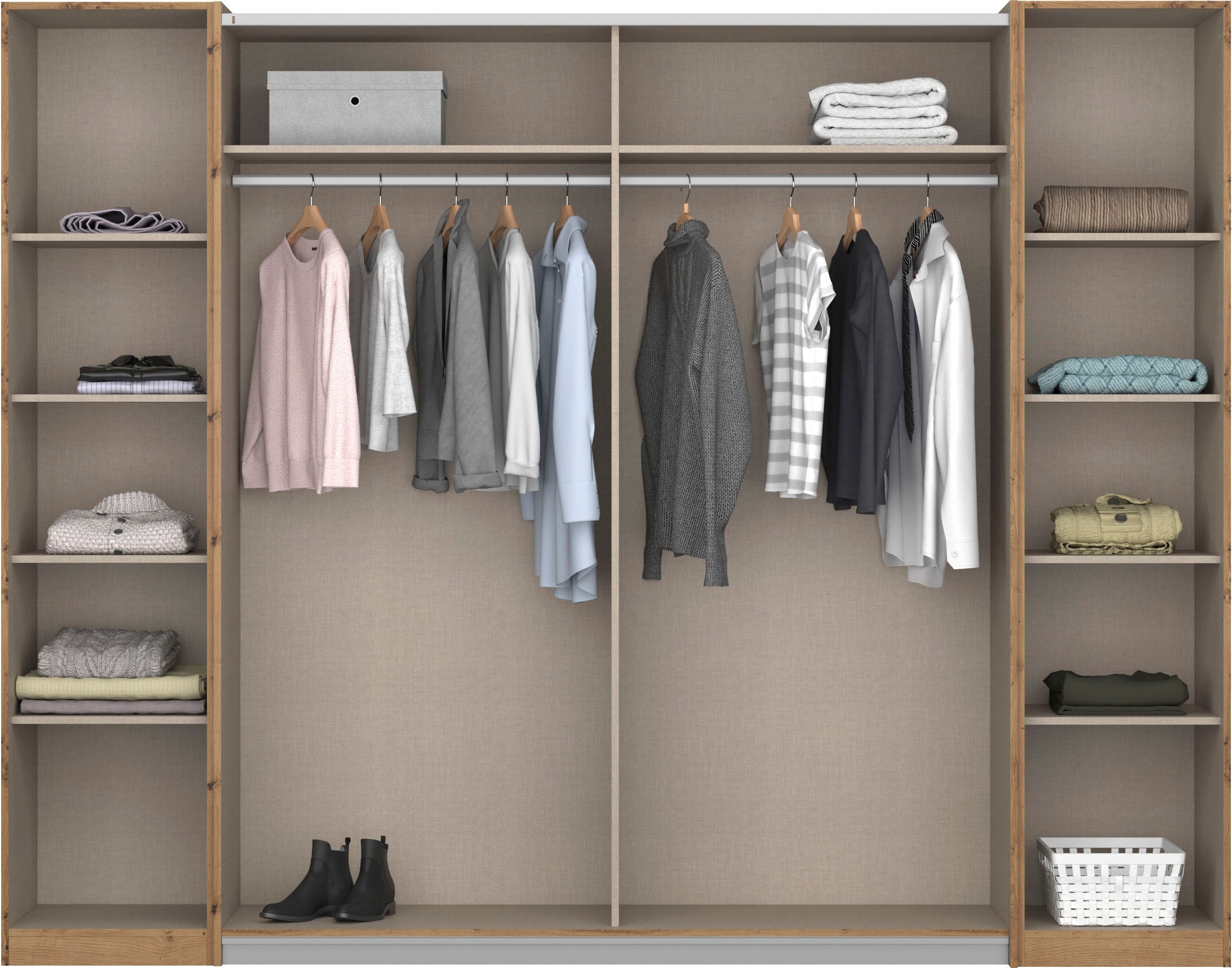rauch Schwebetürenschrank »Kleiderschrank Drehtürenschrank Schrank Garderobe KRONACH TOPSELLER«, mit Dreh- und Schwebetüren und Spiegel, viele Böden MADE IN GERMANY