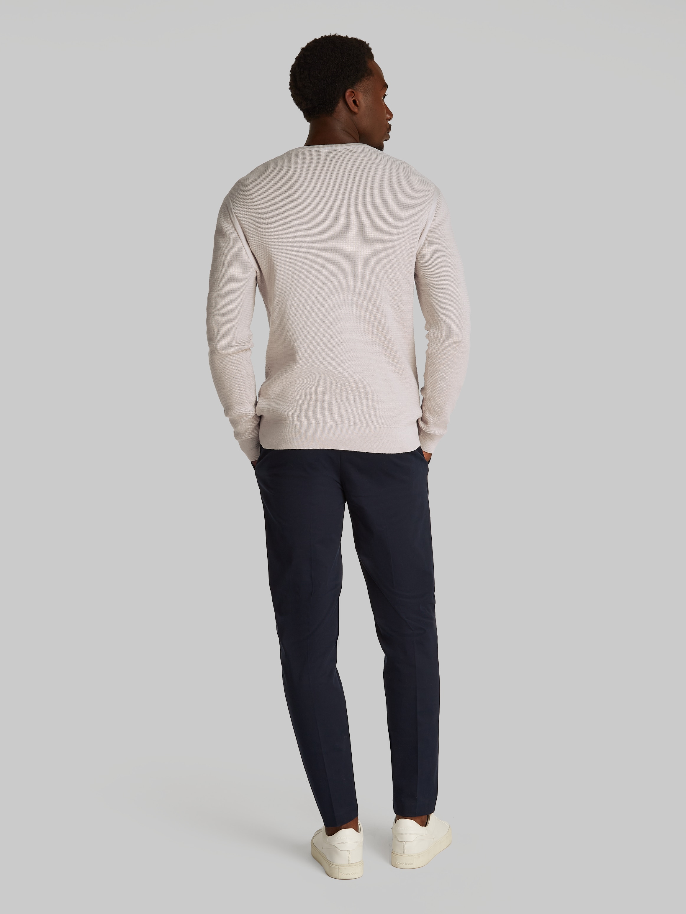 Calvin Klein Rundhalspullover »MICRO WAFFLE TEXTURE CN SWEATER«, mit Waffelstruktur