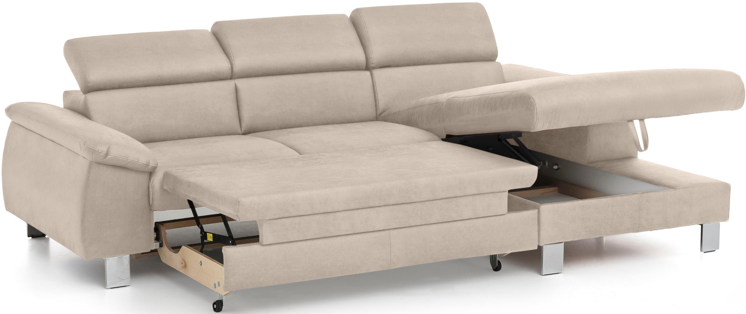 COTTA Polstergarnitur »Komaris L-Form«, (Set), Set bestehend aus: Ecksofa mit Kopfteilverstellung & Hocker