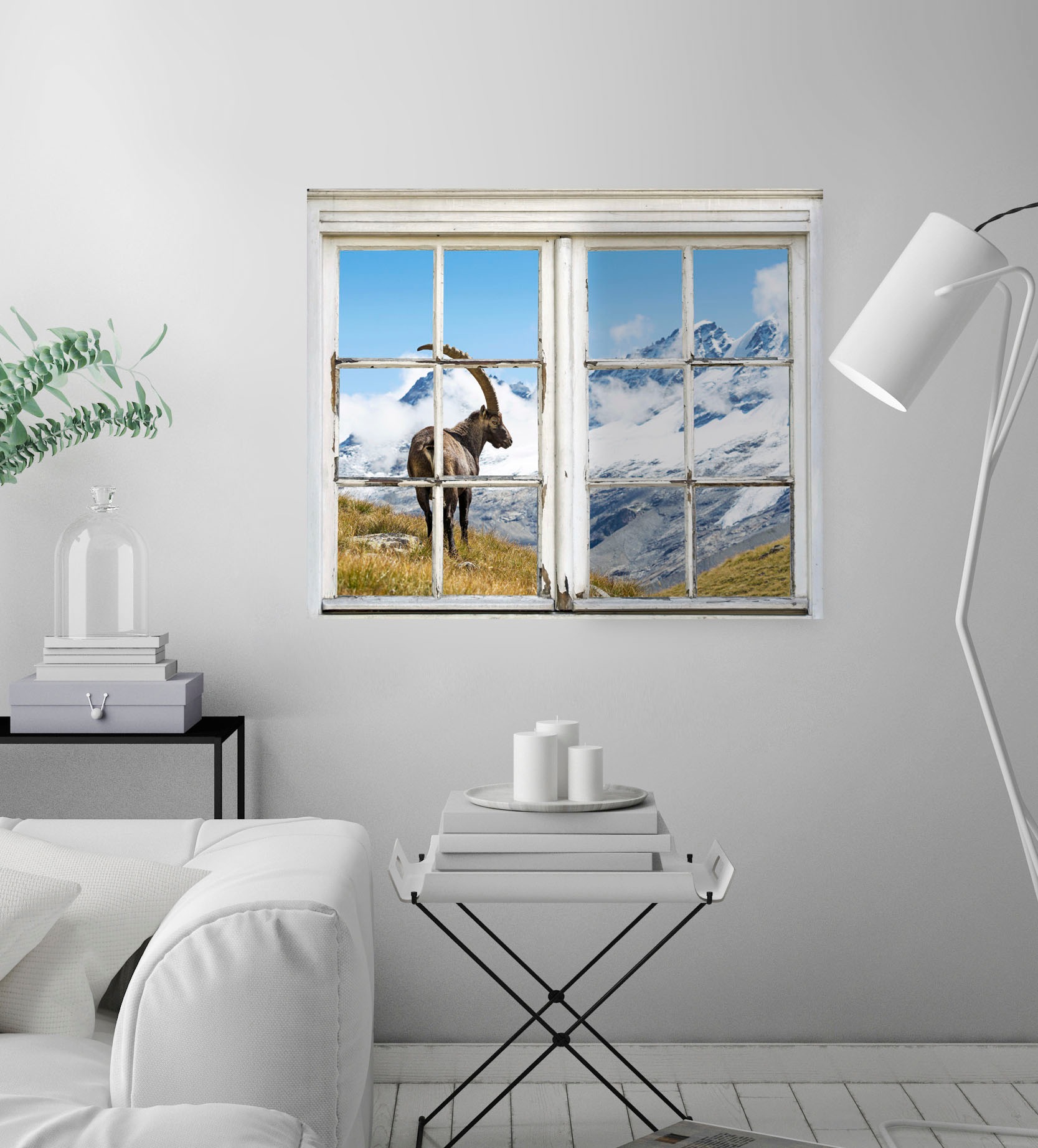 queence Wandsticker »Steinbock«, Wandsticker, Wandbild, selbstklebend, 3D, Fenster, Steinbock