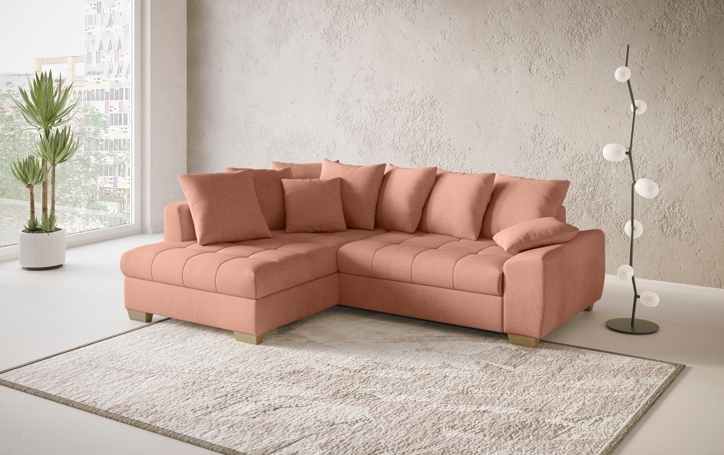 Mr. Couch Ecksofa »Nikita II, L-Form, bis 140kg pro Sitzplatz belastbar«, mit Kaltschaumpolsterung, wahlweise mit Bett und Bettkasten