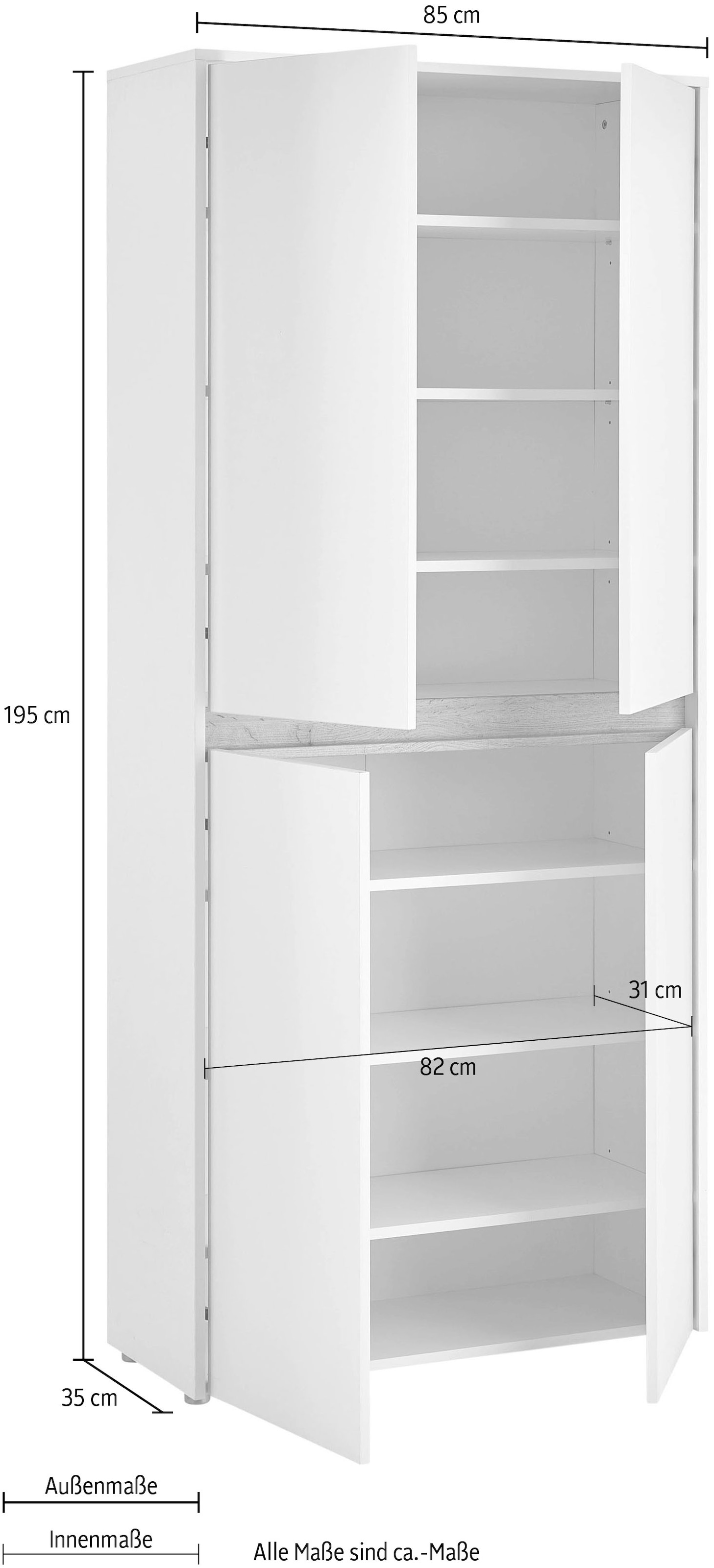 Home affaire Schuhschrank »City/Giron, modernes Schuhregal, Schrank für 32 Schuhe, Schuhkommode« acht Schuhfächer, viel Stauraum, 93 cm breit