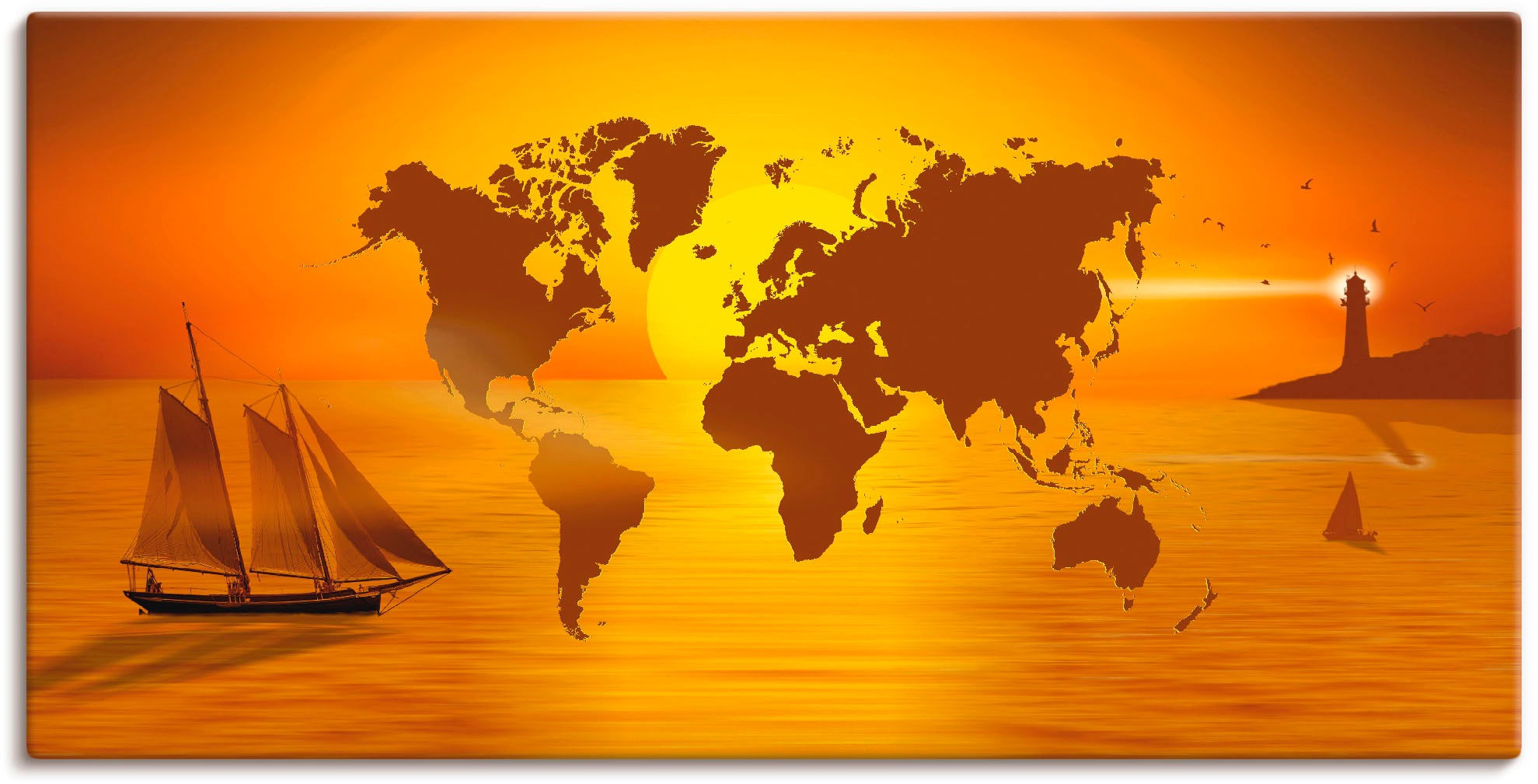 Image of Artland Wandbild »Weltumsegelung«, Landkarten, (1 St.), in vielen Grössen & Produktarten -Leinwandbild, Poster, Wandaufkleber / Wandtattoo auch für Badezimmer geeignet bei Ackermann Versand Schweiz