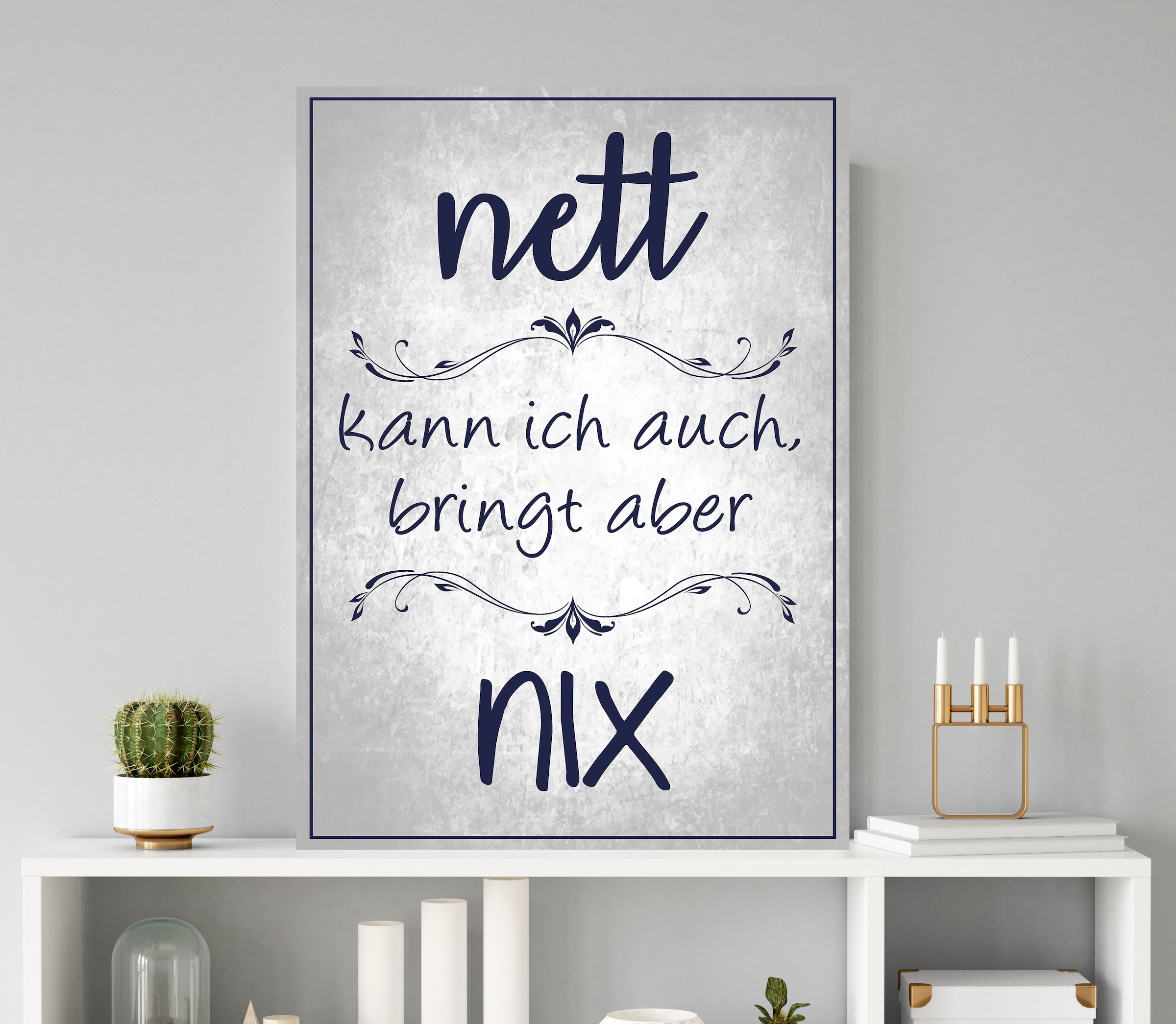 Image of queence Metallbild "Nett kann ich auch" Schriftzug Schriftzüge 1 Stk. tlg. Stahlschilder