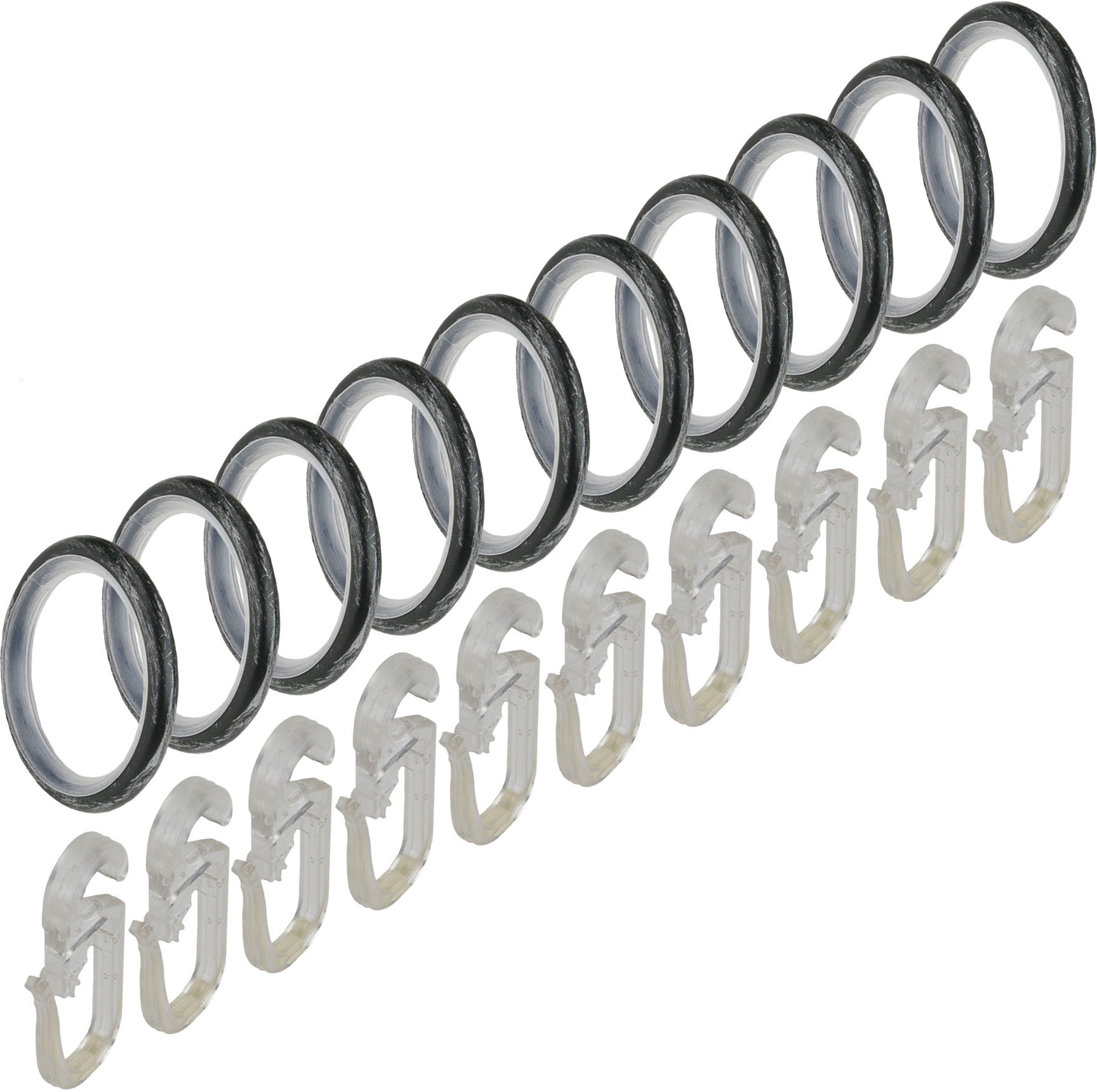 Liedeco Gardinenring »Gardinenring, Stilring, Ringe für Gardinenrohre 16 mm "Esperanca"« Gardinenring mit Faltenlegehaken