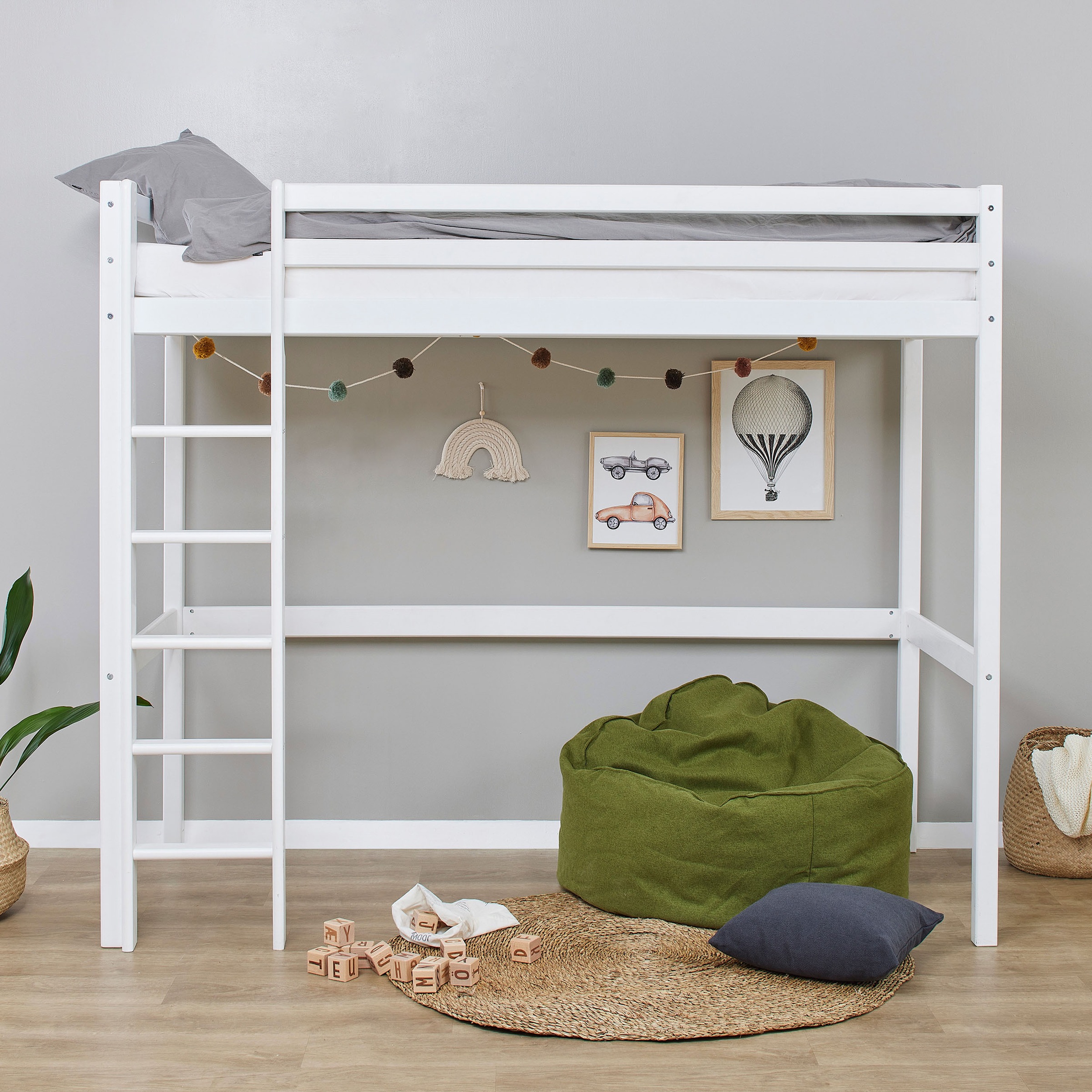 Hoppekids Hochbett »ECO Dream« 90x200 Massiv, umbaubar zum Einzelbett