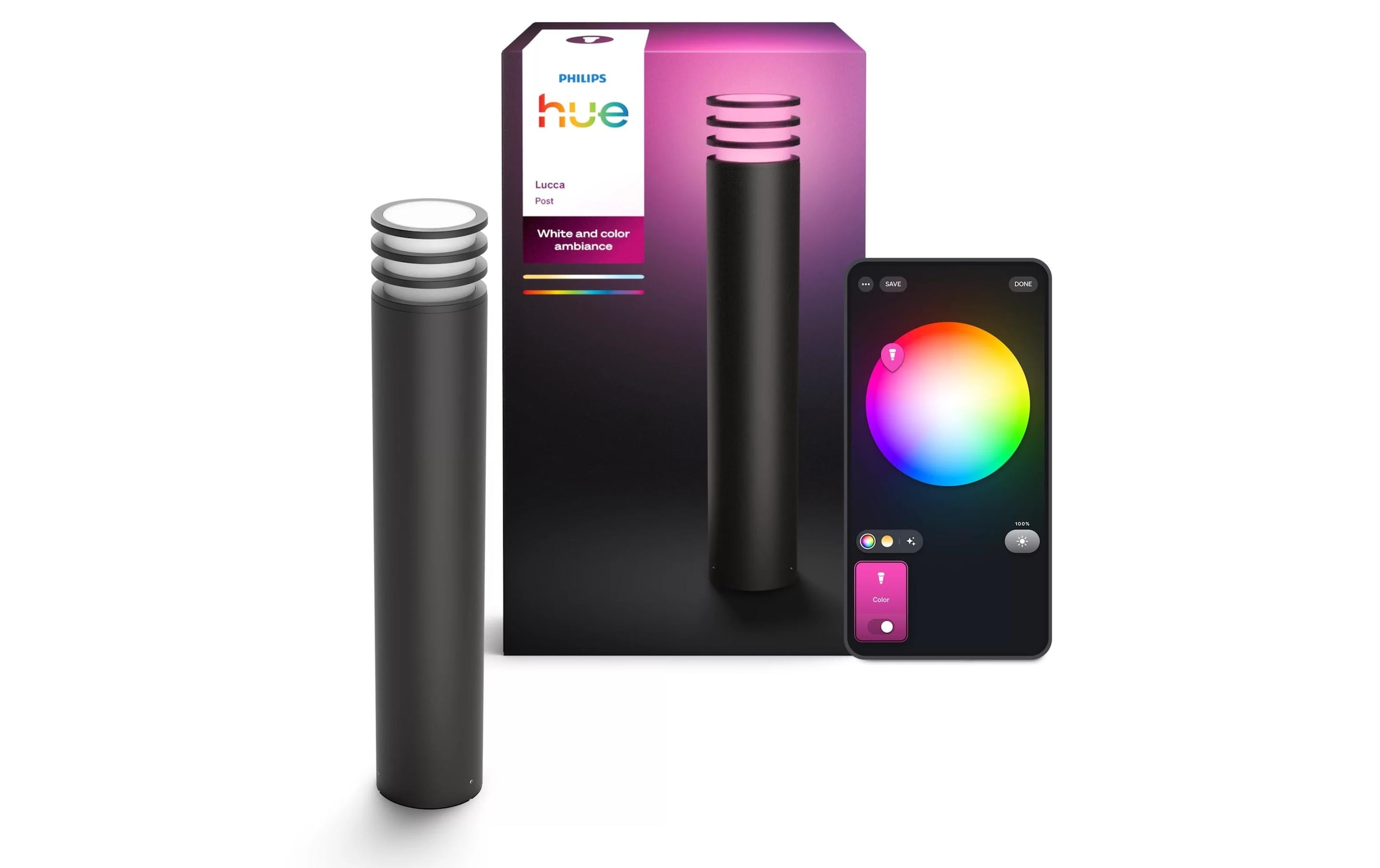 Philips Hue Sockelleuchte »Gartenlicht Lucca 1100 lm Anthrazit« LED-Modul RGB