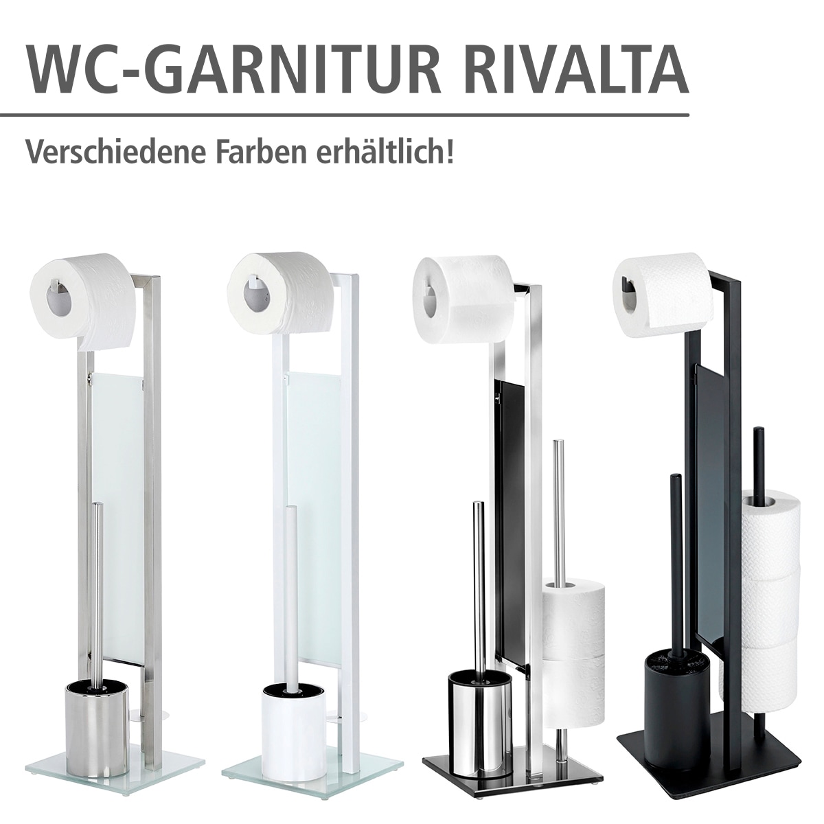 Finde WENKO WC-Garnitur »Rivalta«, aus integrierter Toilettenpapierhalter und auf Edelstahl, WC-Bürstenhalter