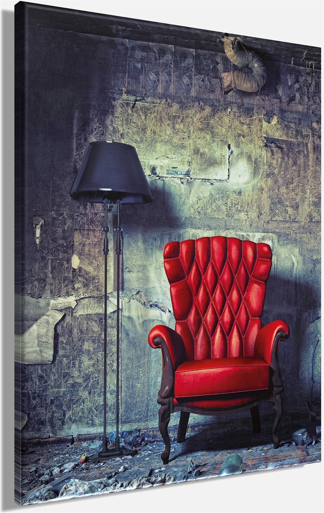 Bönninghoff Leinwandbild »Wandbild ROTER SESSEL 46x61 cm – Leinwandbild Keilrahmen Deko modern« Innenarchitektur | Vintage 1 Stk. tlg. auf Keilrahmen gespannt