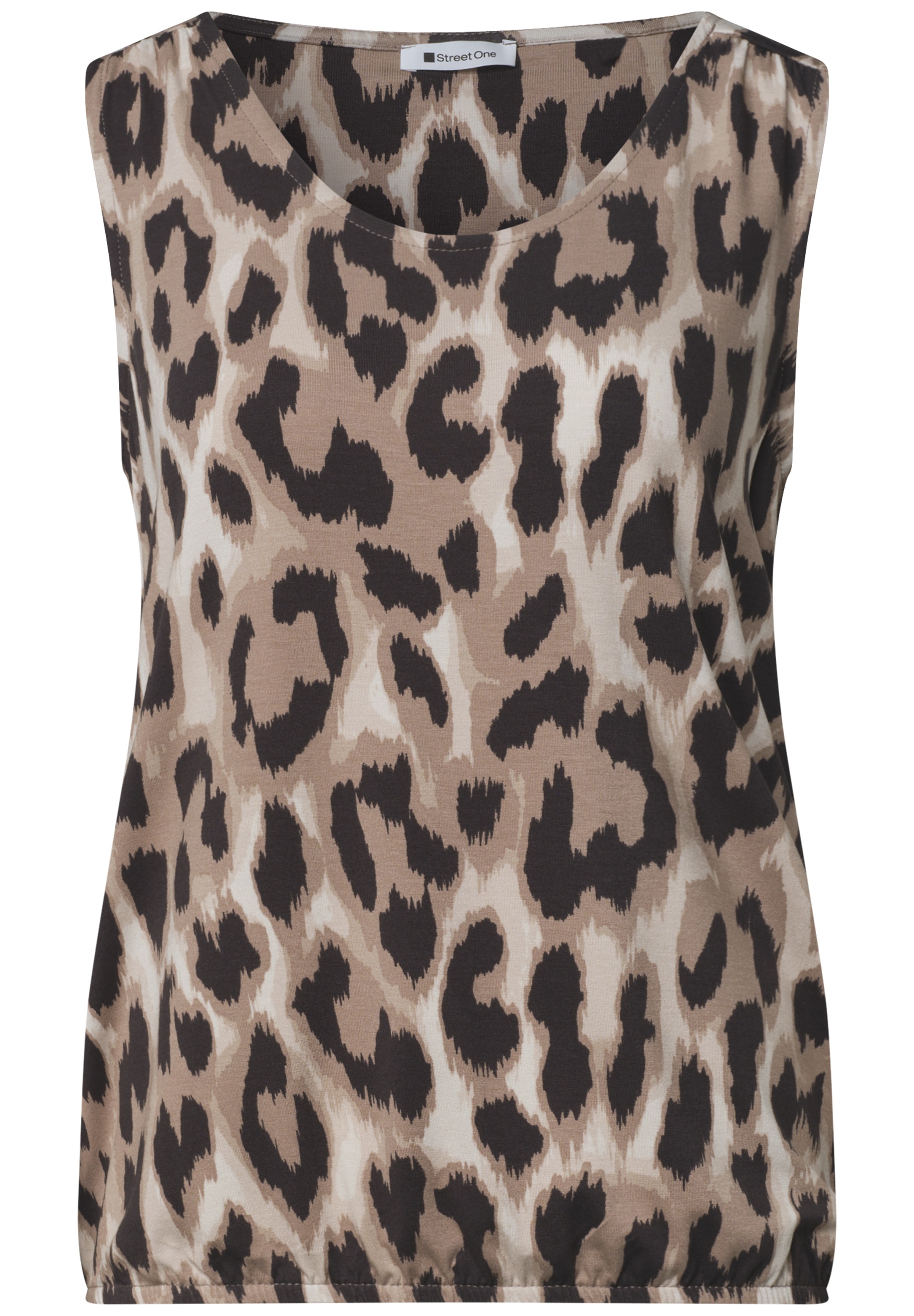 STREET ONE Shirttop Sommertop bedruckt mit V-Neck und Elastiksaum