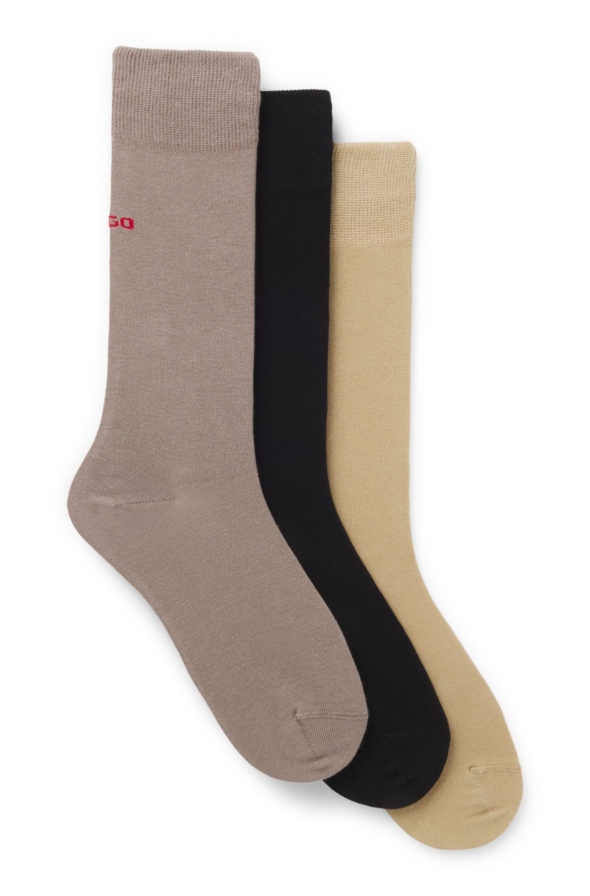 HUGO Underwear Chaussettes d'affaires »3P RS UNI CC« Paquet, 3er Pack, 3 Couple tlg. mit kontrastfarbenen HUGO Logo-Schriftzug