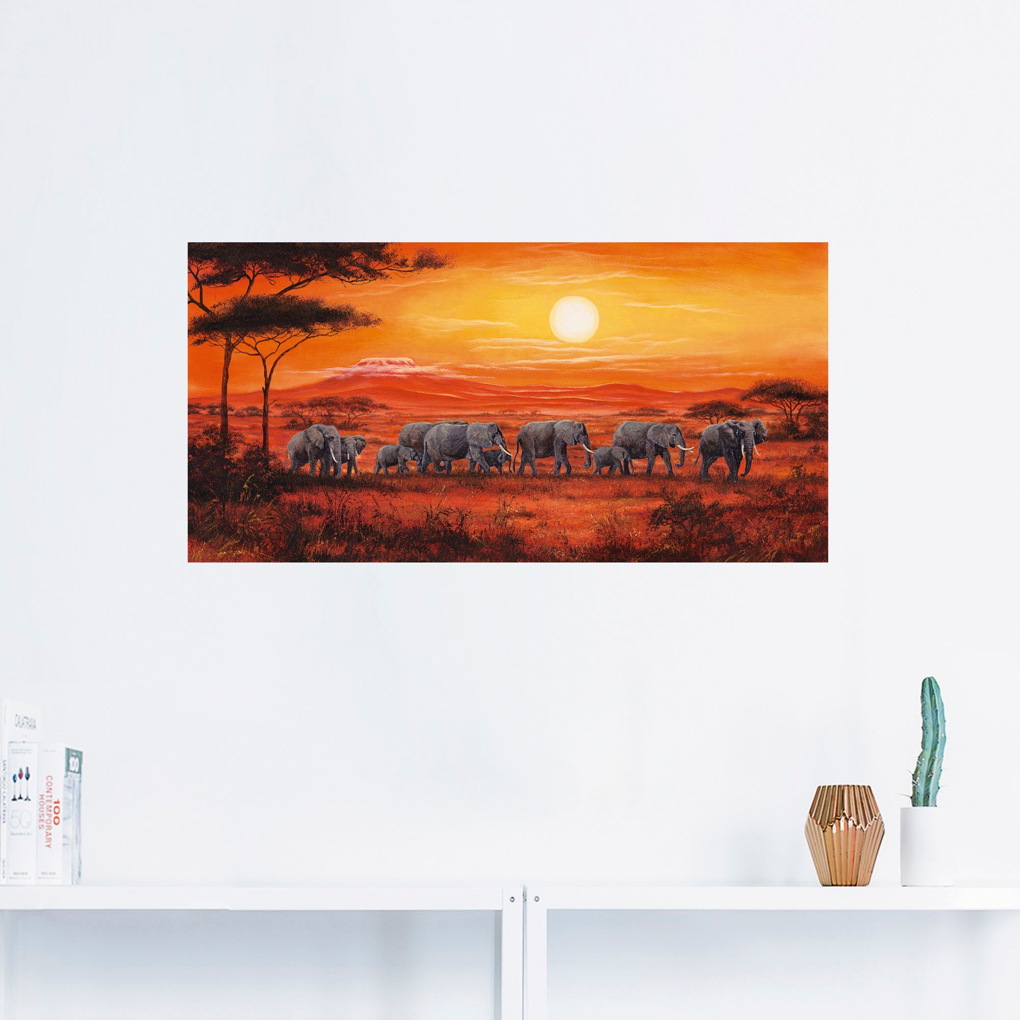 Artland Wandbild »Elefantenherde«, Wildtiere, (1 St.), als Leinwandbild, Poster, Wandaufkleber in verschied. Grössen