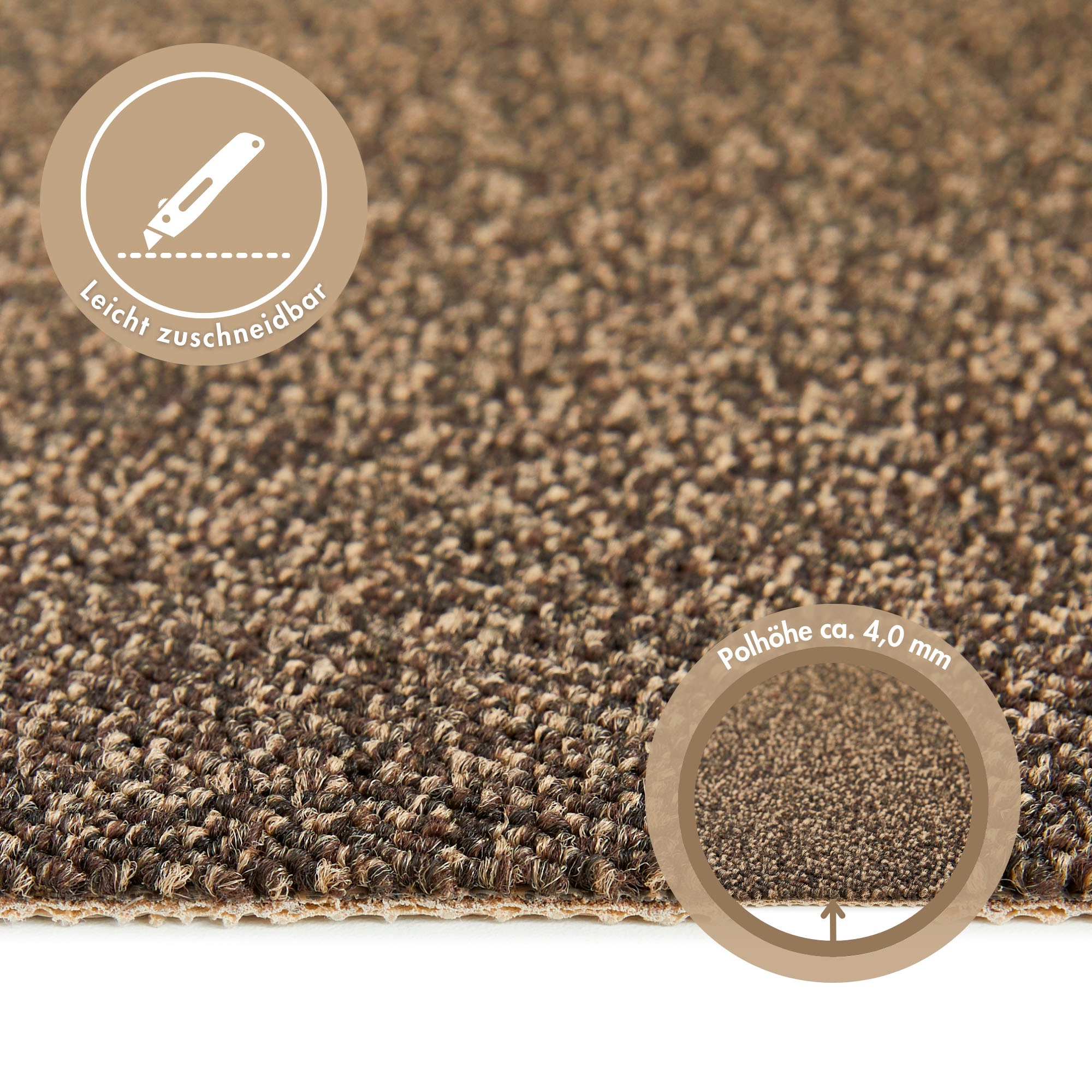 Andiamo Teppichboden »Matz, Schlinge, Made in Belgium«, rechteckig, 6 mm Höhe, meliert, Breite 400 cm oder 500 cm, strapazierfähig & pflegeleicht