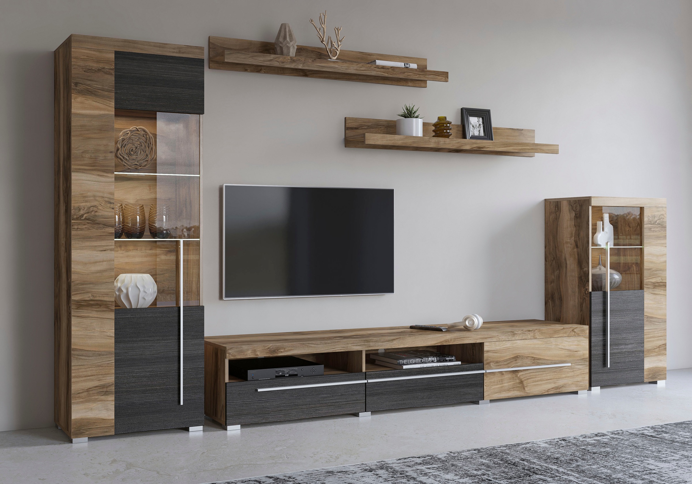 Image of GOODproduct Wohnwand "Roger,Breite 270 cm moderne Mediawand ohne Beleuchtung" Set, 5 Stk. tlg.
