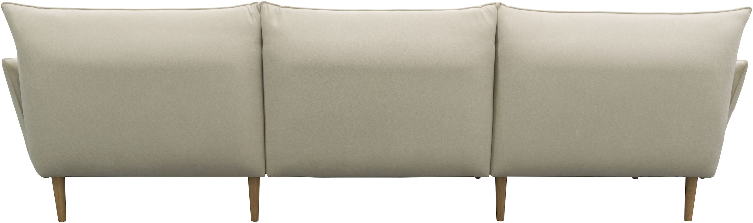 DOMO collection Canapé d'angle »Leuven modern mit schmalen Armlehnen, Breite 282 cm, L-Form« angenehm feste Polsterung, bodenfrei, 19 cm hohe Holzfüsse