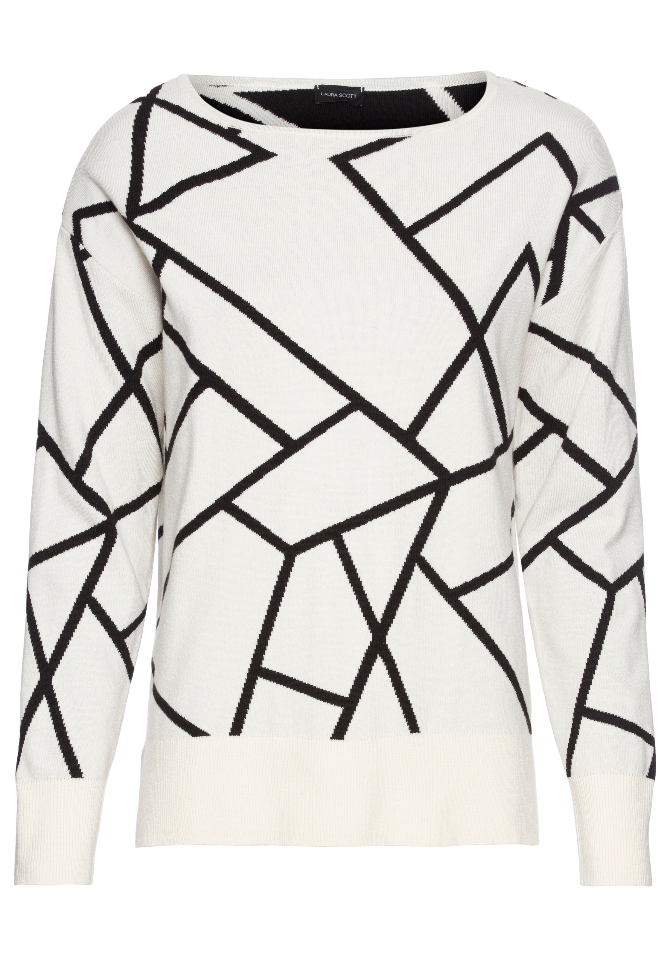 Laura Scott Jacquardpullover, mit Rundhalsausschnitt und modischem Muster