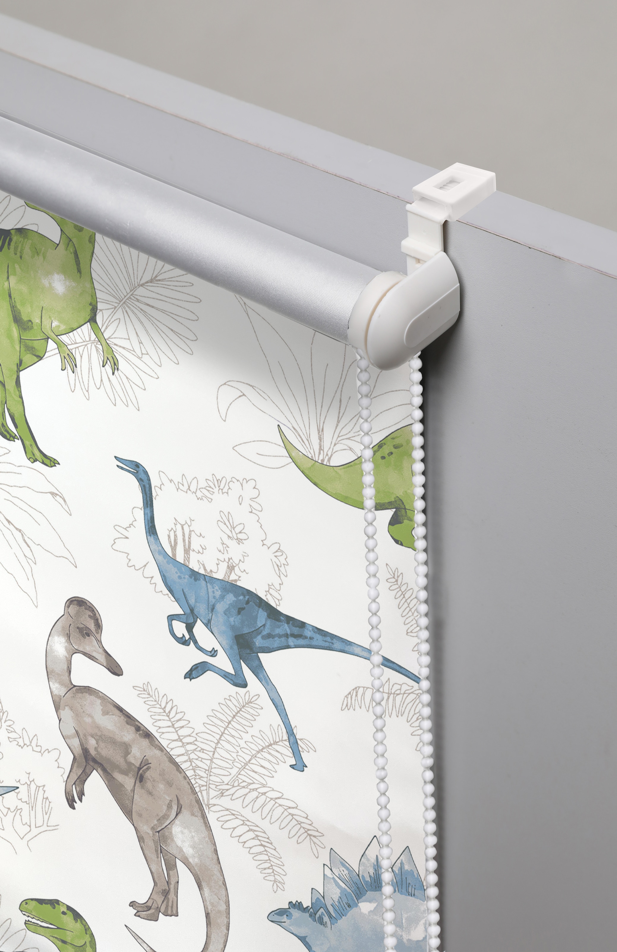 Lüttenhütt Store à enrouleur »DINO« verdunkelnd ohne Bohren freihängend Fixmass, Klemmfix, DINO, Kinderrollo -NEUHEIT!