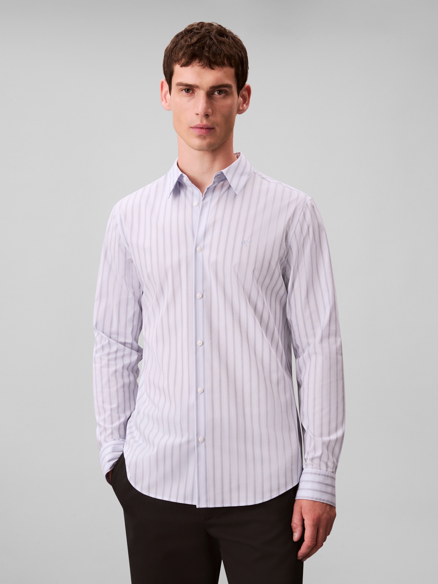 Calvin Klein Businesshemd »LS MULTI STRIPE STRETCH SLIM SHI«, Mit Rundhalsausschnitt, slim fit