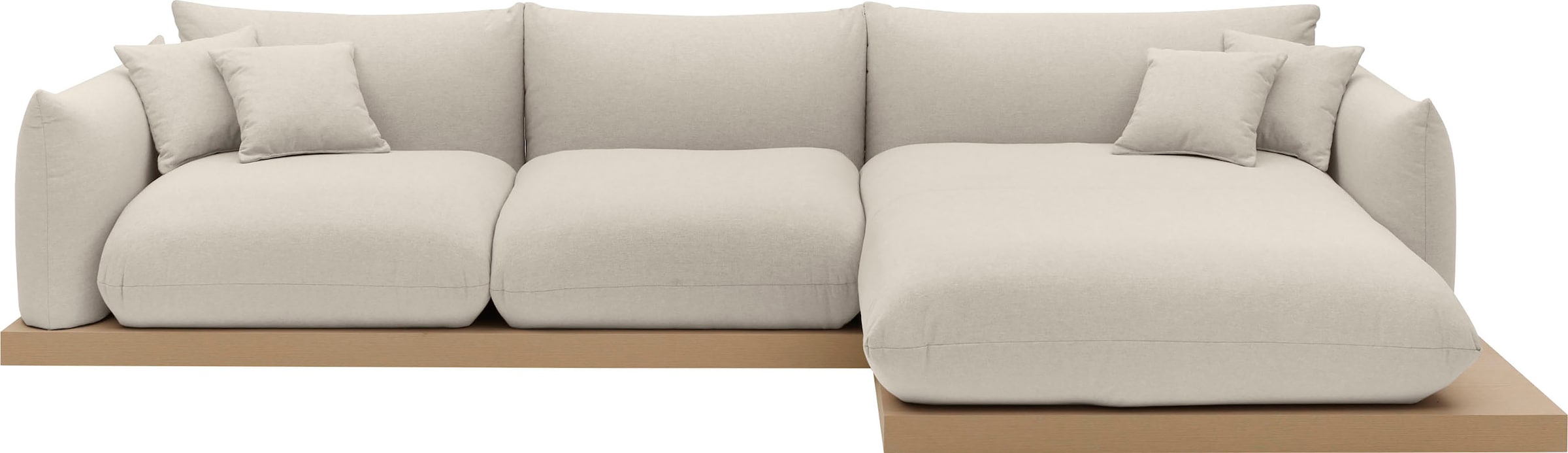 GOODproduct Ecksofa »Kalix, Polsterecke mit kräftigem Holz-Plateau, moderne Couch in L-Form« wahlweise Recamiere links o. rechts, Strukturstoff, hoher Sitzkomfort