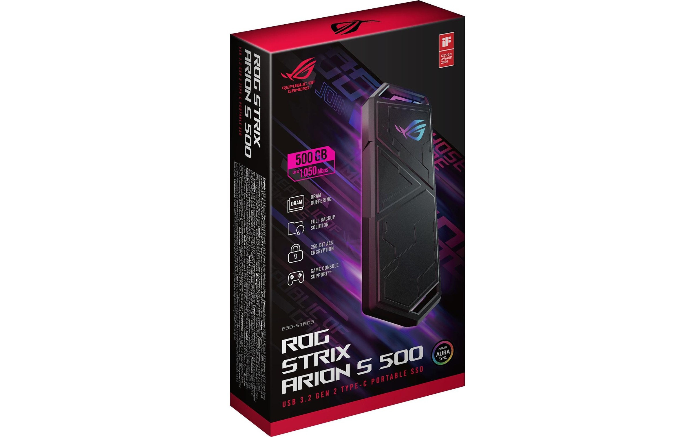 Asus externer Speicher »SSD ROG Strix Arion S500 500 GB«, (1050 MB/s Lesegeschwindigkeit)