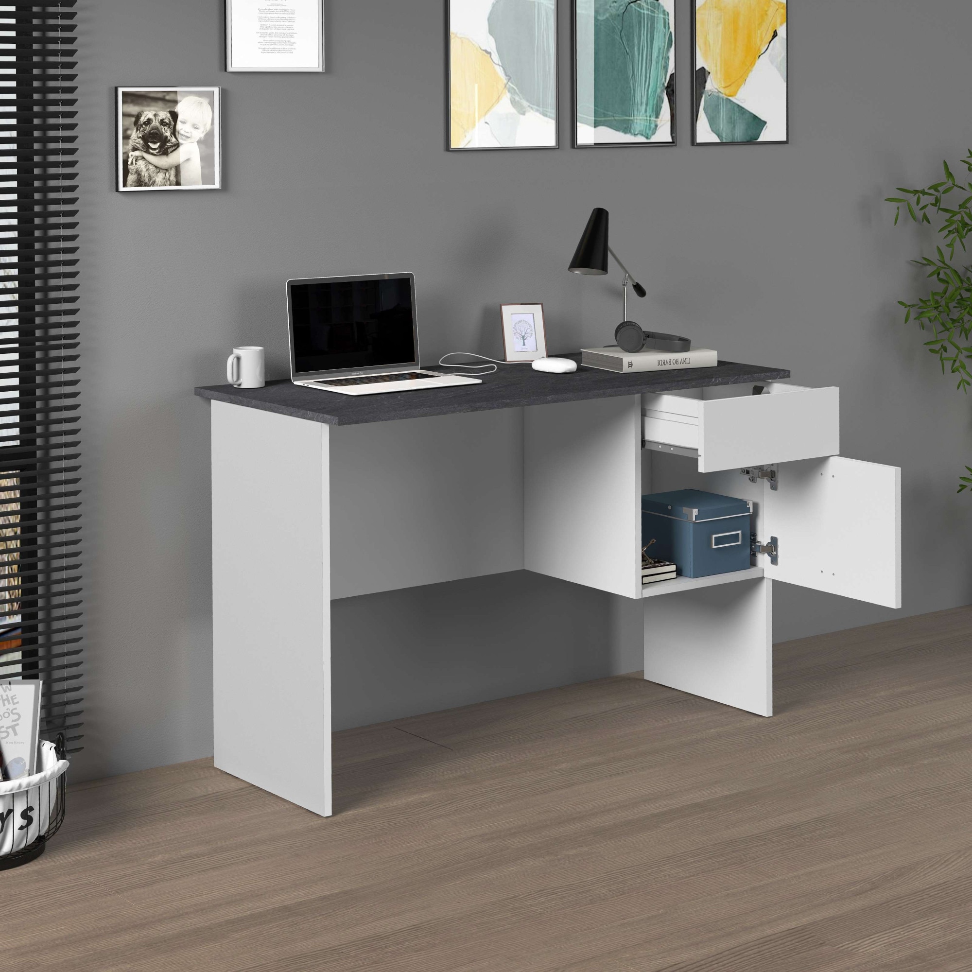 Home affaire Schreibtisch »Sunrise, kleiner Computertisch, Bürotisch« mit 1 Tür & 1 Schublade, Tischplatte Breite 110 cm, Made in Italy