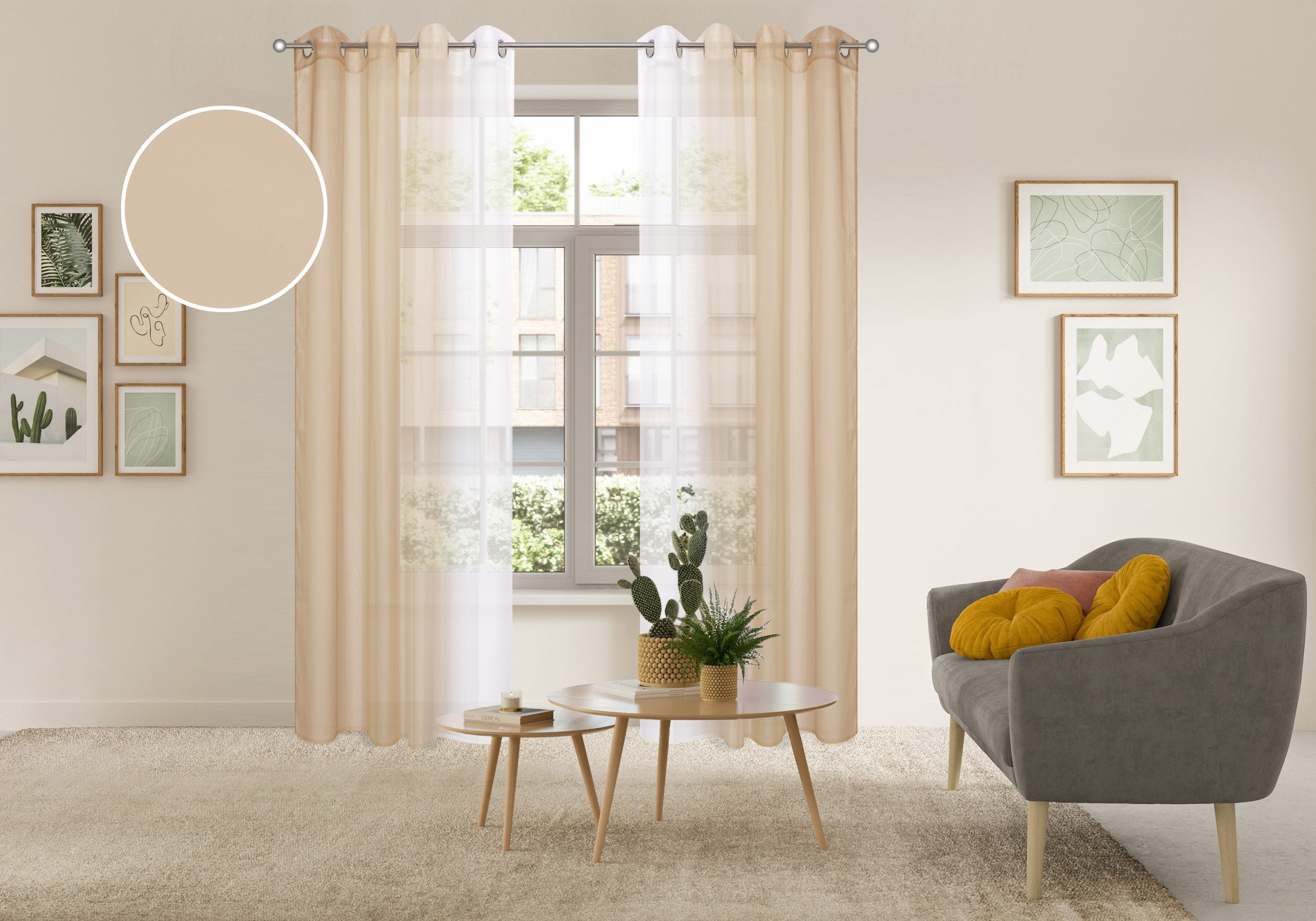 GOODproduct Gardine »Nivva« Ösen 2 Stk. tlg. Transparent, Ösen- Aufhängung, Pflegeleicht, 2er Set