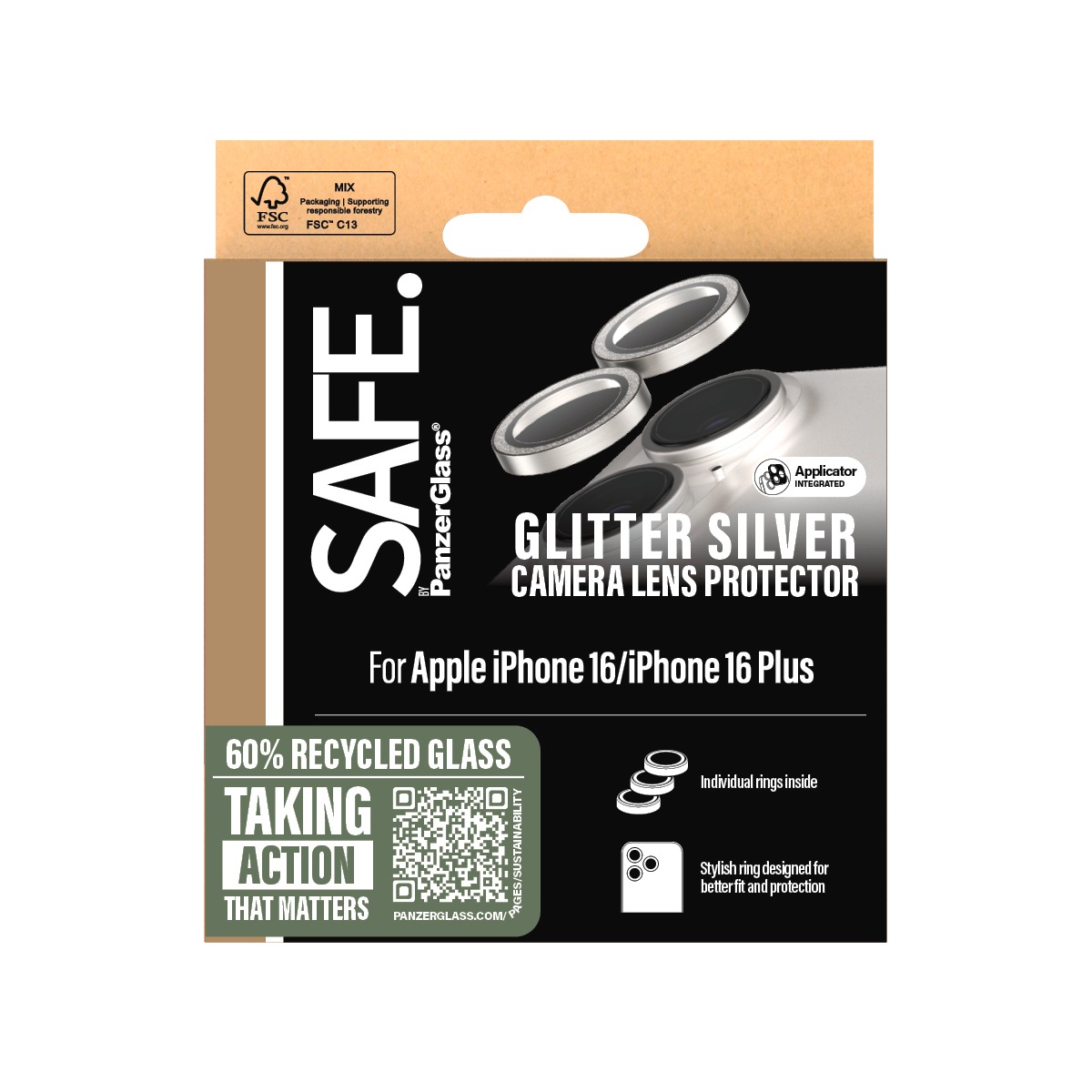 SAFE by PanzerGlass Kameraschutzglas »Camera Lens Protection« für Apple iPhone 16;Apple iPhone 16 Plus Kameraschutz, Schutzglas, Linsenschutz, kratz- & stossfest
