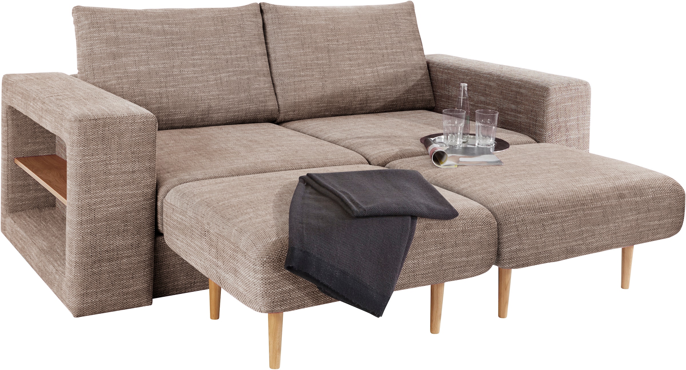 LOOKS by Wolfgang Joop 3-places »Looksvb« Verwandlungssofa: aus Sofa wird Sofa mit 2 Hockern, mit Regalfunktion