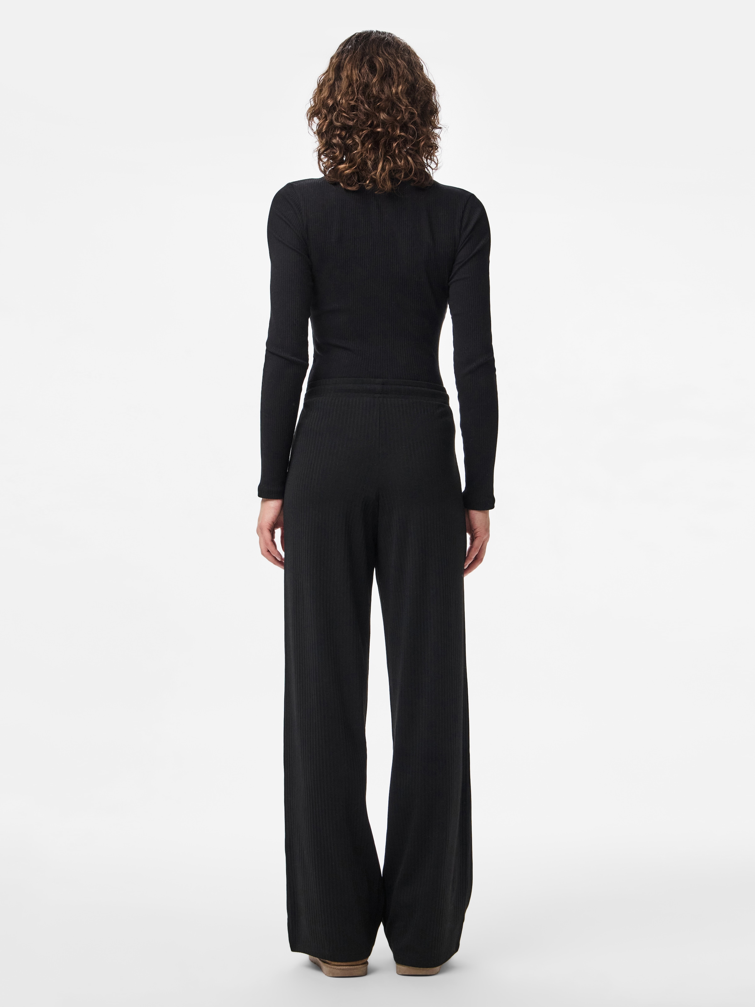 pieces Pantalon en jersey »PCLAYA MW WIDE PANTS JRS NOOS«  mélange de matériaux, coupe régulière