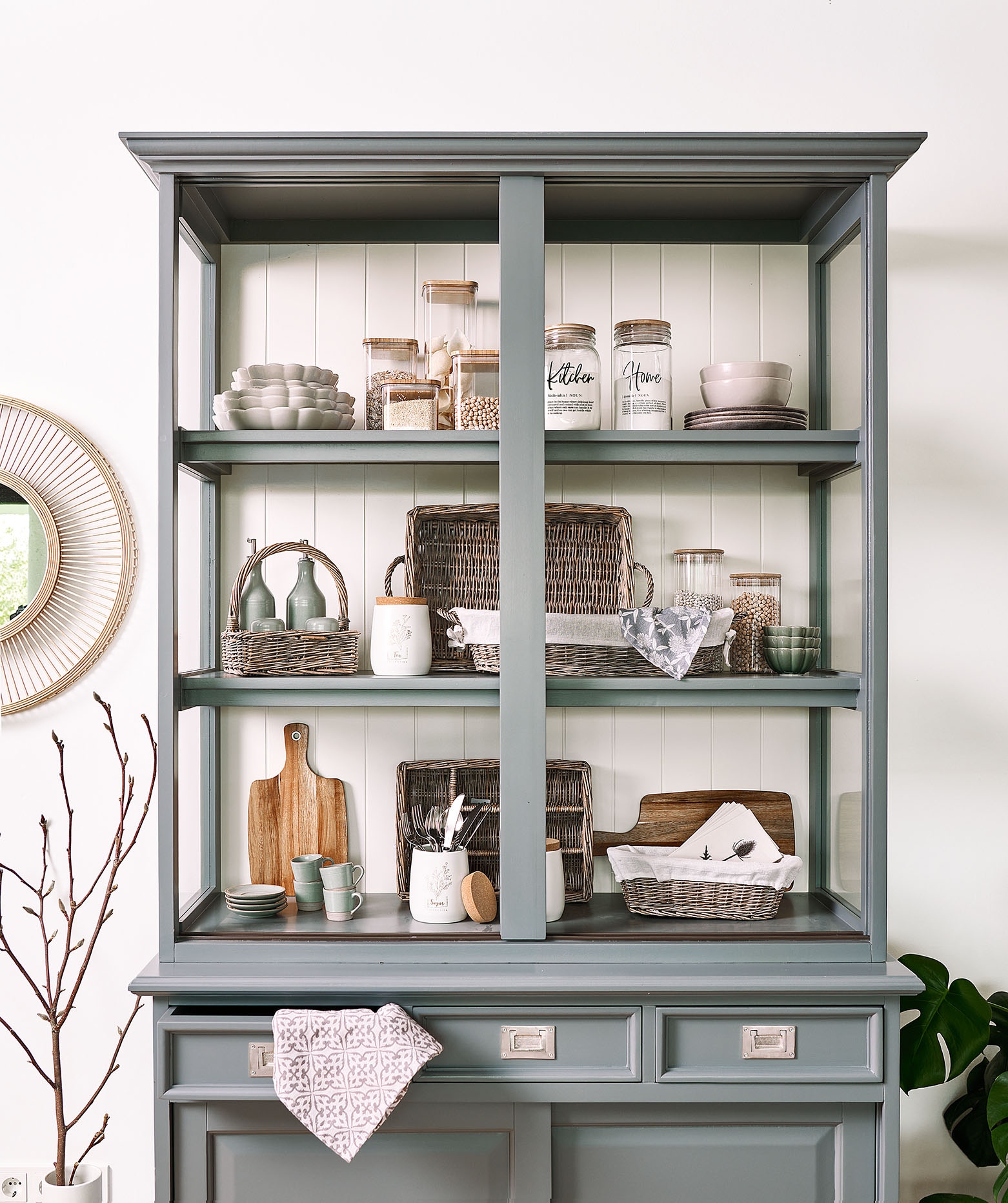 Zeller Present Brotkorb Set, 2 Stk. tlg. und Tablett im Set, Weide geflochten