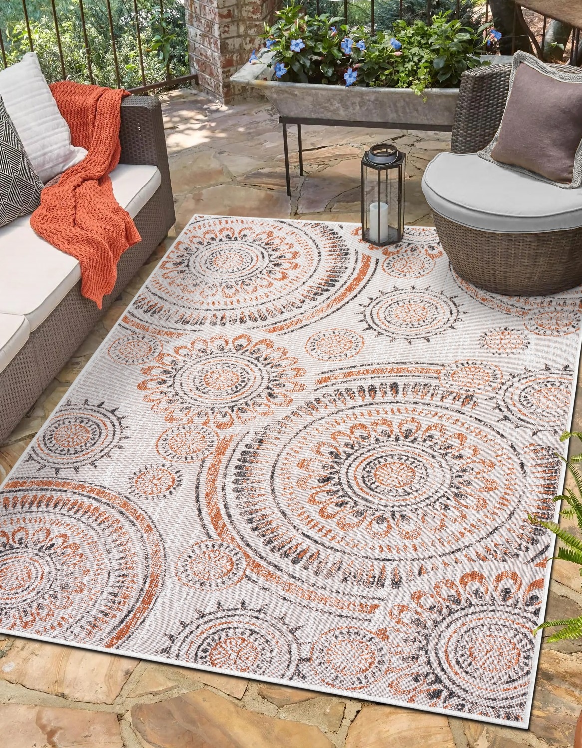 Image of Myflair Möbel & Accessoires Teppich "Sonic, LAGERRÄUMUNG" rechteckig 6 mm Höhe Ethno Design, Kreise, Outdoor geeignet, Balkon, Terrasse